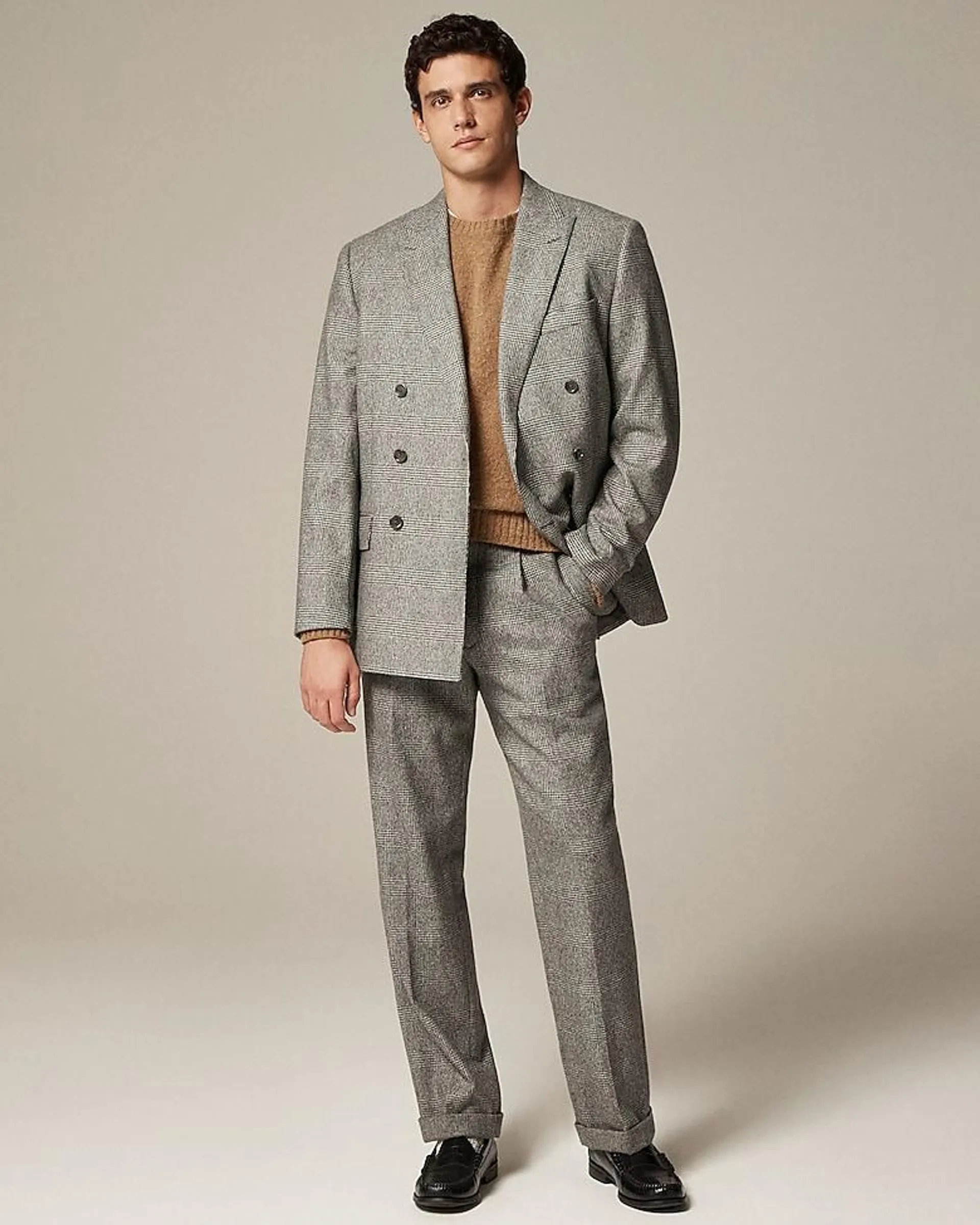 Kenmare Relaxed-fit double-breasted suit jacket in Scottish lambswool flannel