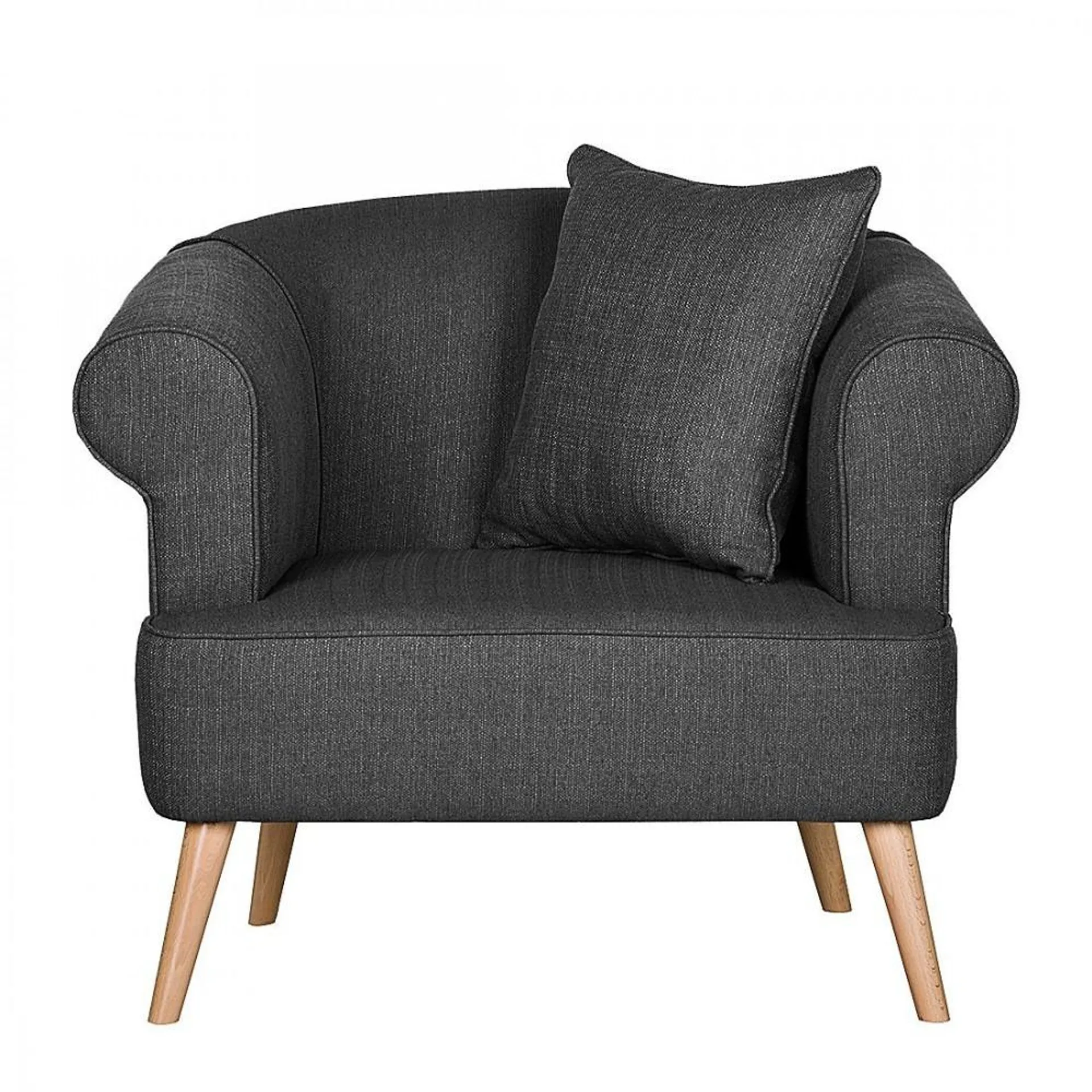 Lilú - Sillon estilo moderno con tela gris oscuro y su cojín