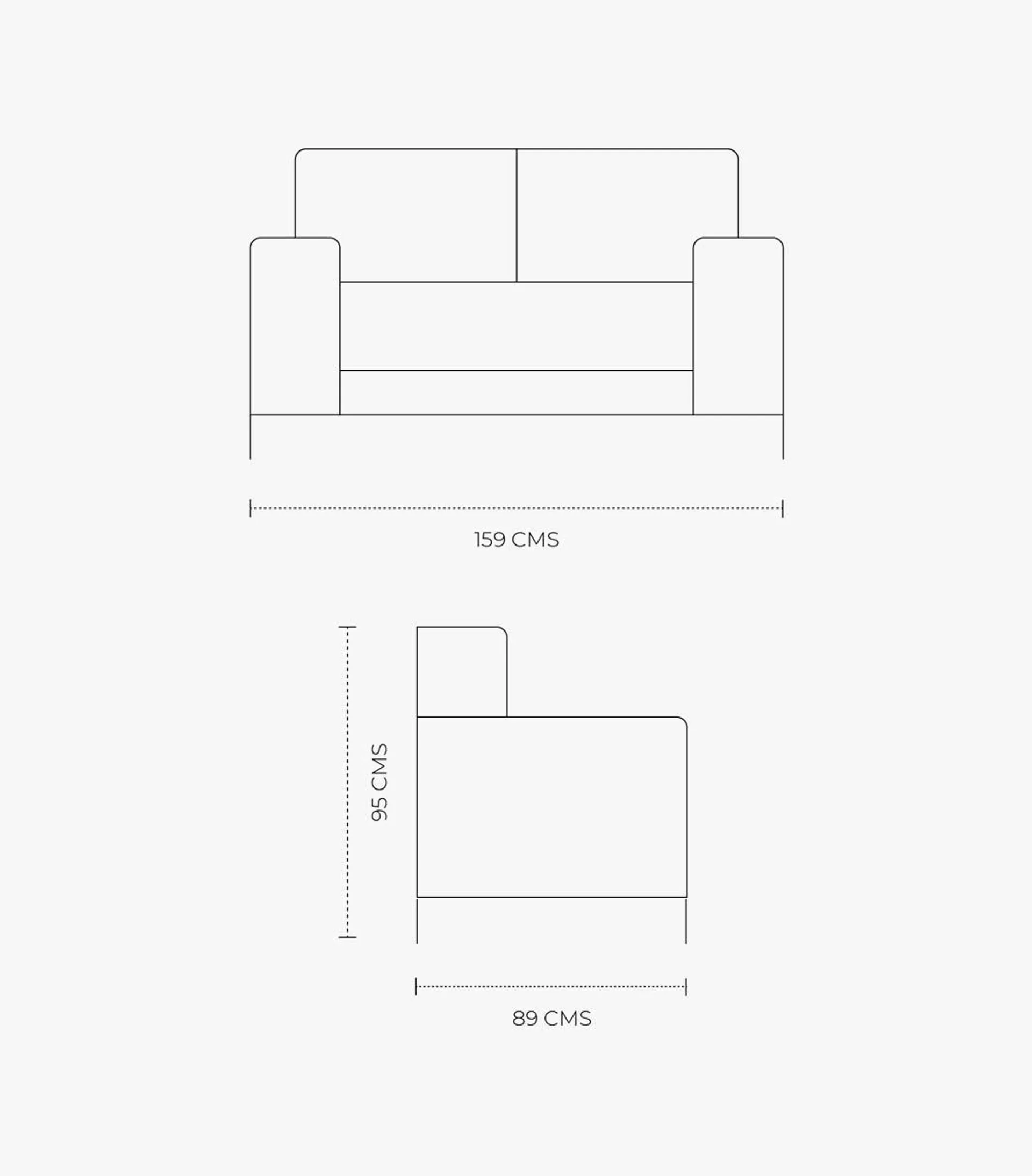 Love Seat Leonore en Tela Color Gris