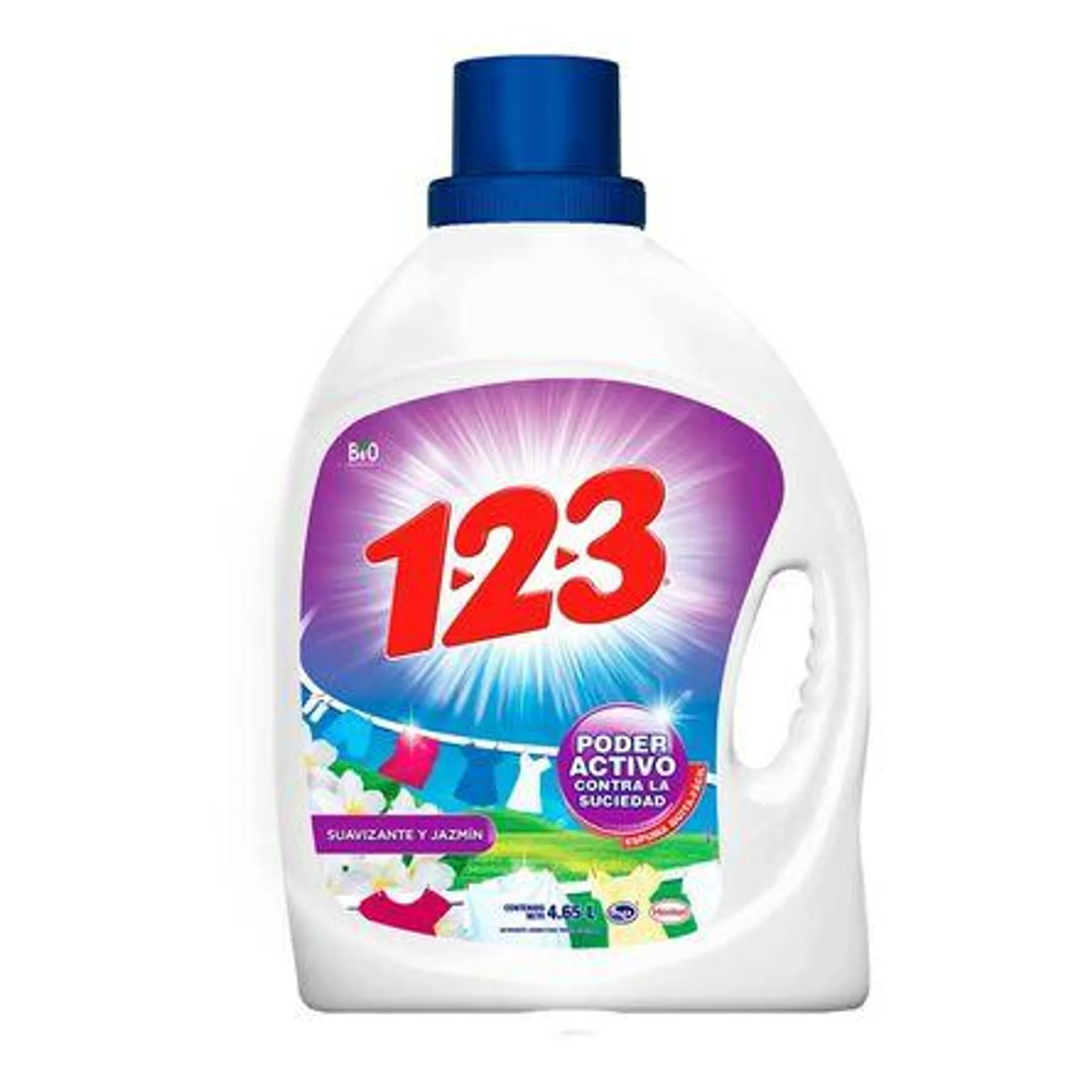 Detergente líquido 123 Suavizante y Jazmin 4.65Lt