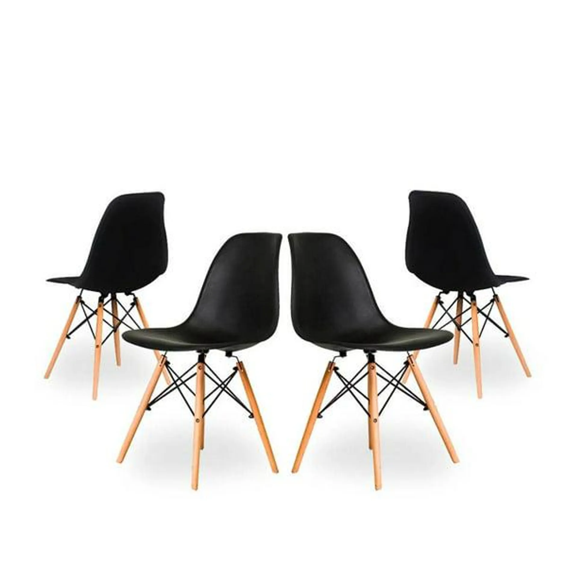 Juego de Sillas Alterego Tipo Eames Negro 4 Piezas