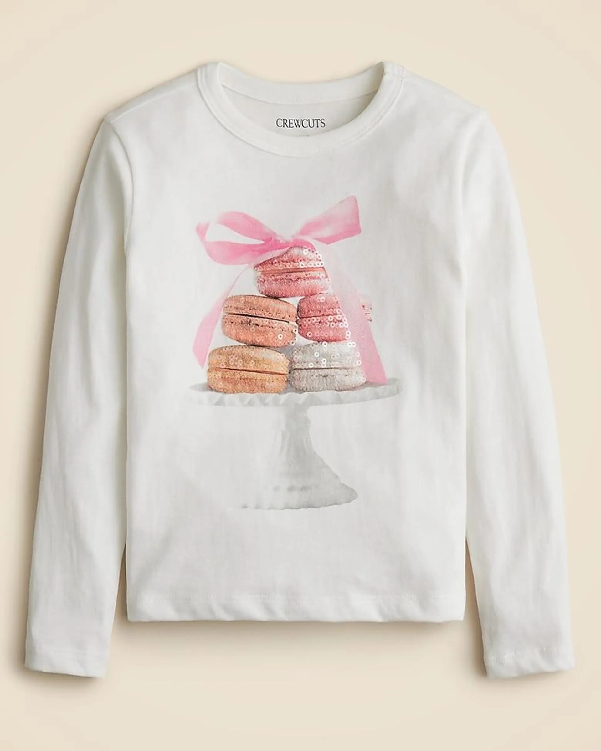 Girls' long-sleeve macaron T-shirt with sequins