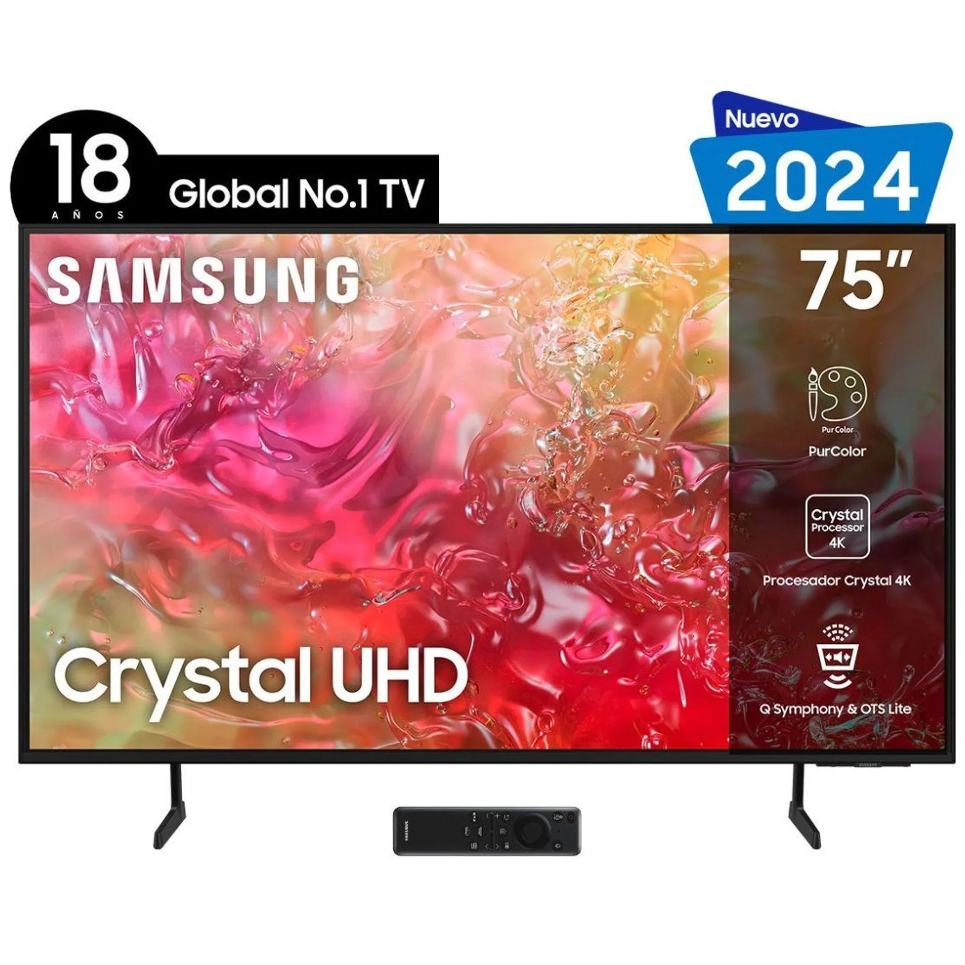 Pantalla Samsung Crystal 75 Pulgadas 4K Uhd Un75Du7000Fxzx