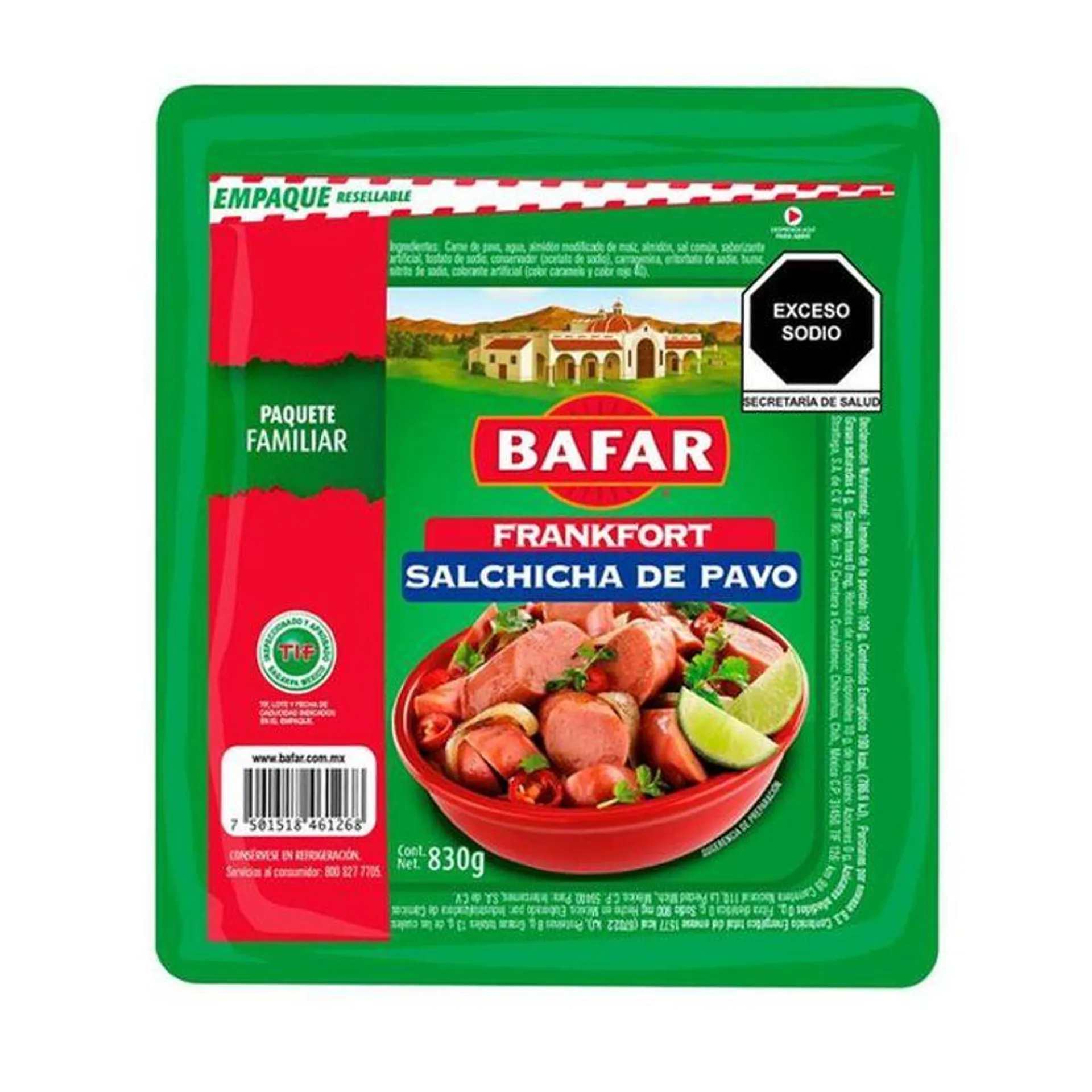 Bafar Salchicha de Pavo Frankfort 830 g