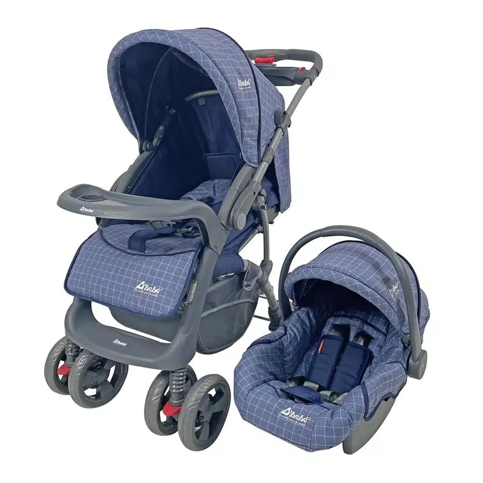 Carriola Travel System Aventura Azul a cuadros