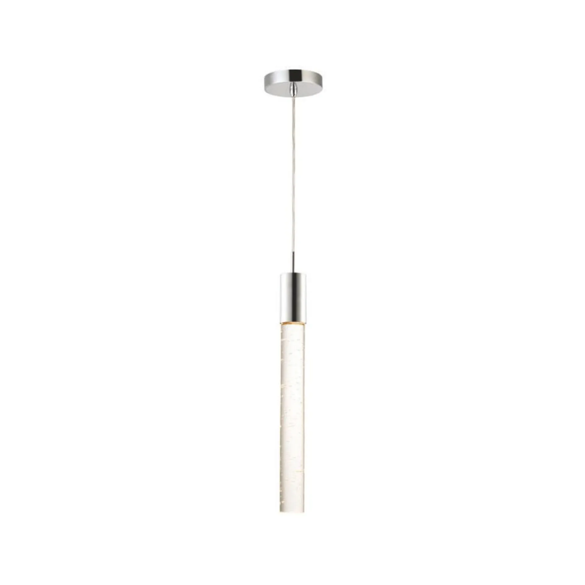 Lámpara colgante led de acero y cristal transparente con Burbujas de luz calida