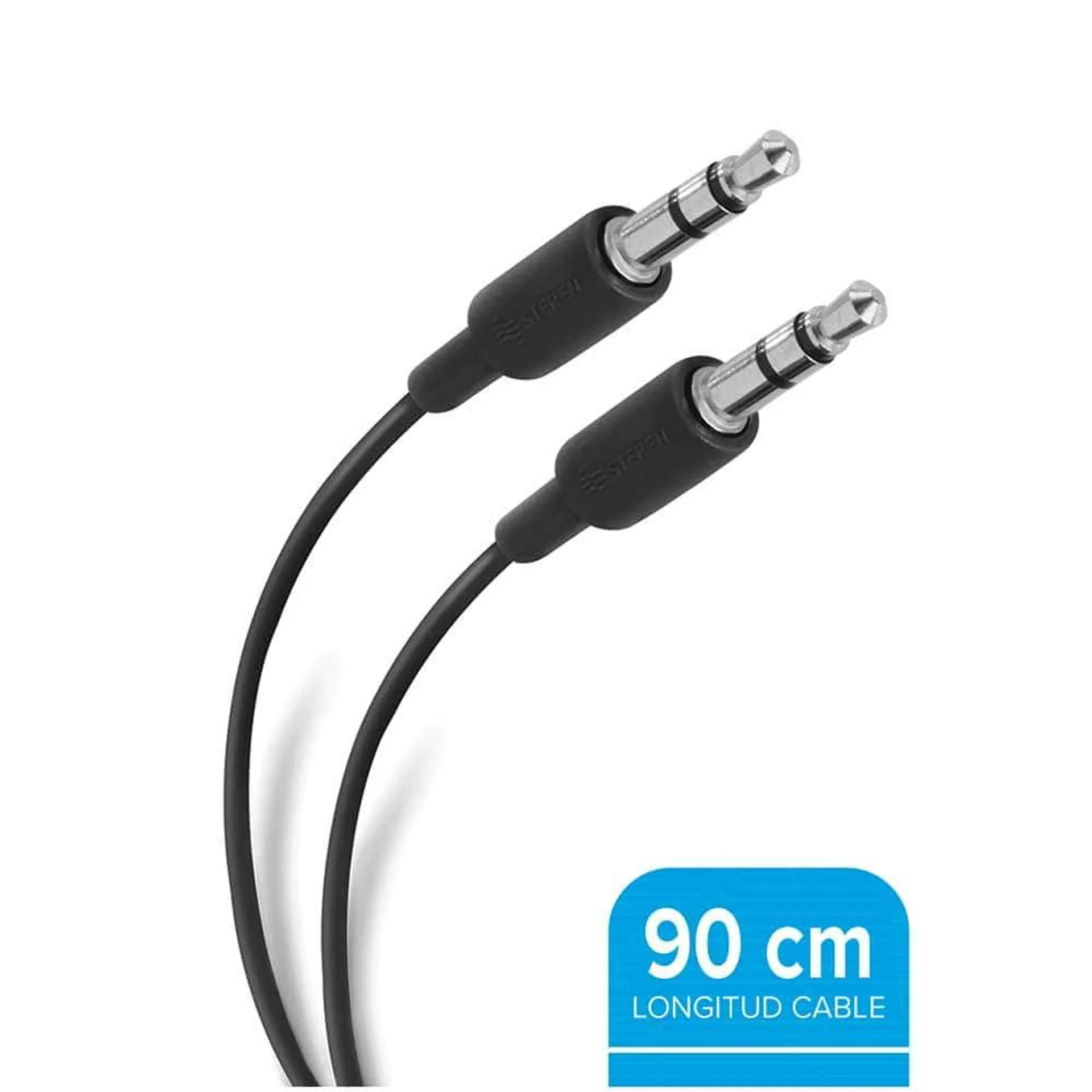 Cable Auxiliar 3.5 mm de 90 cm Negro Steren 255-254