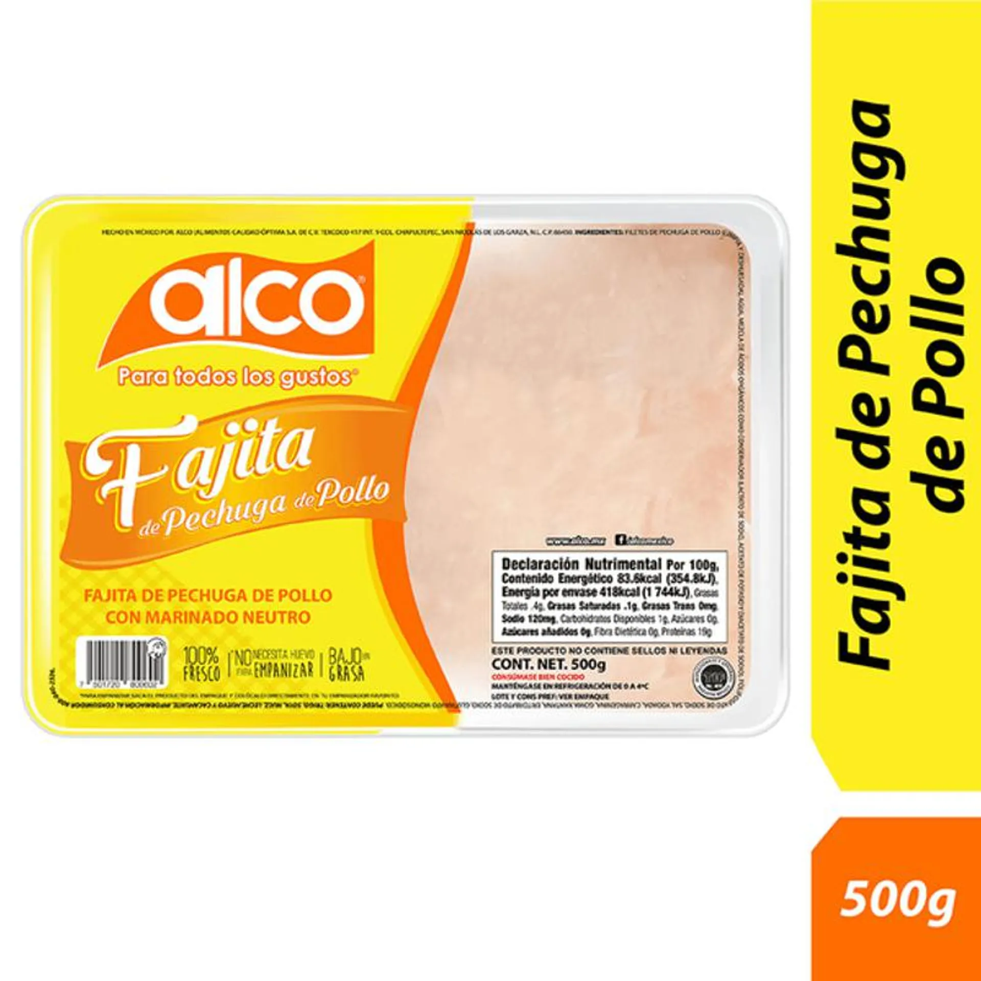 Alco Fajita de Pechuga Natural 500 g