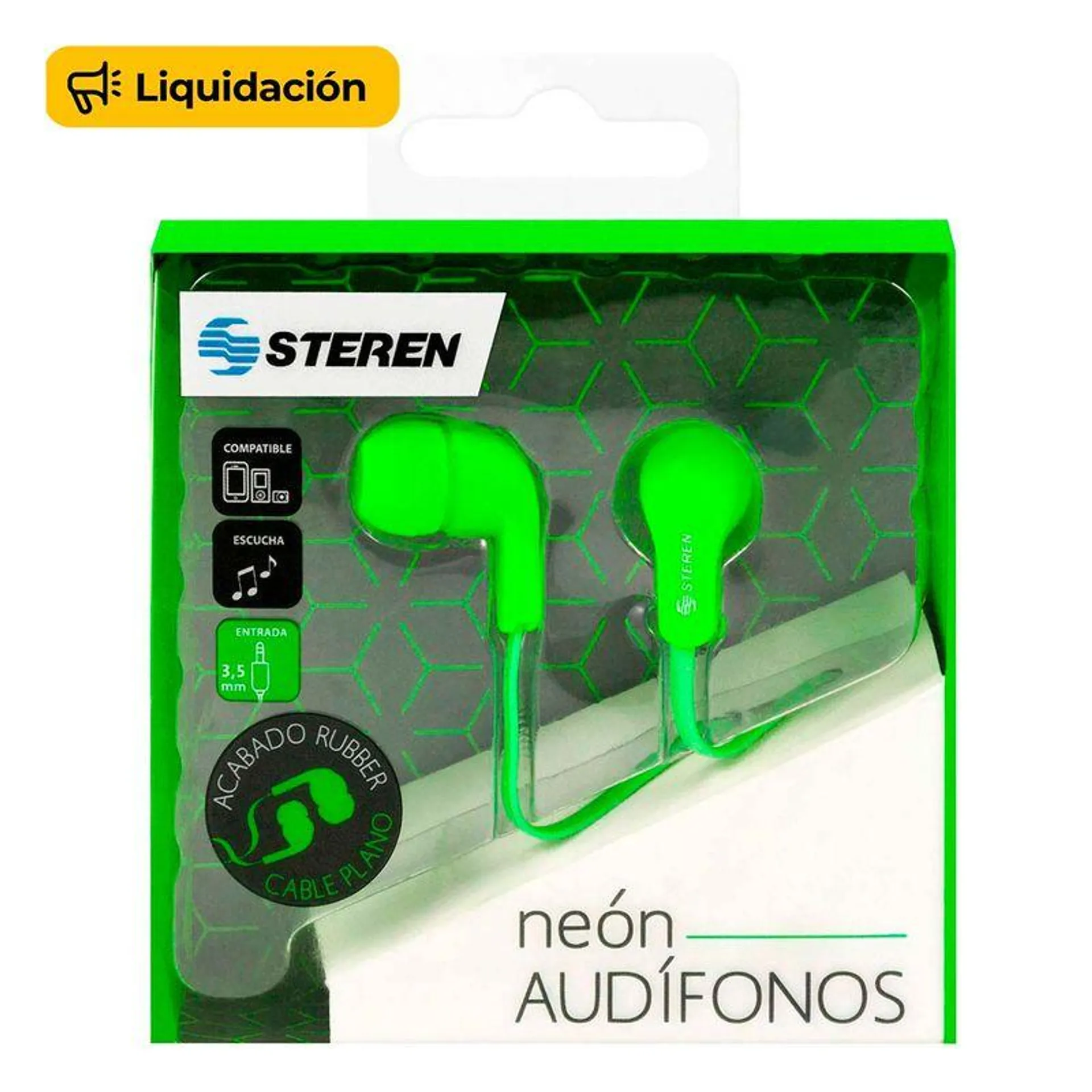 Audífono Steren con Cable Ultra Plano y Gomas Intercambiables 313 -Liquidación-