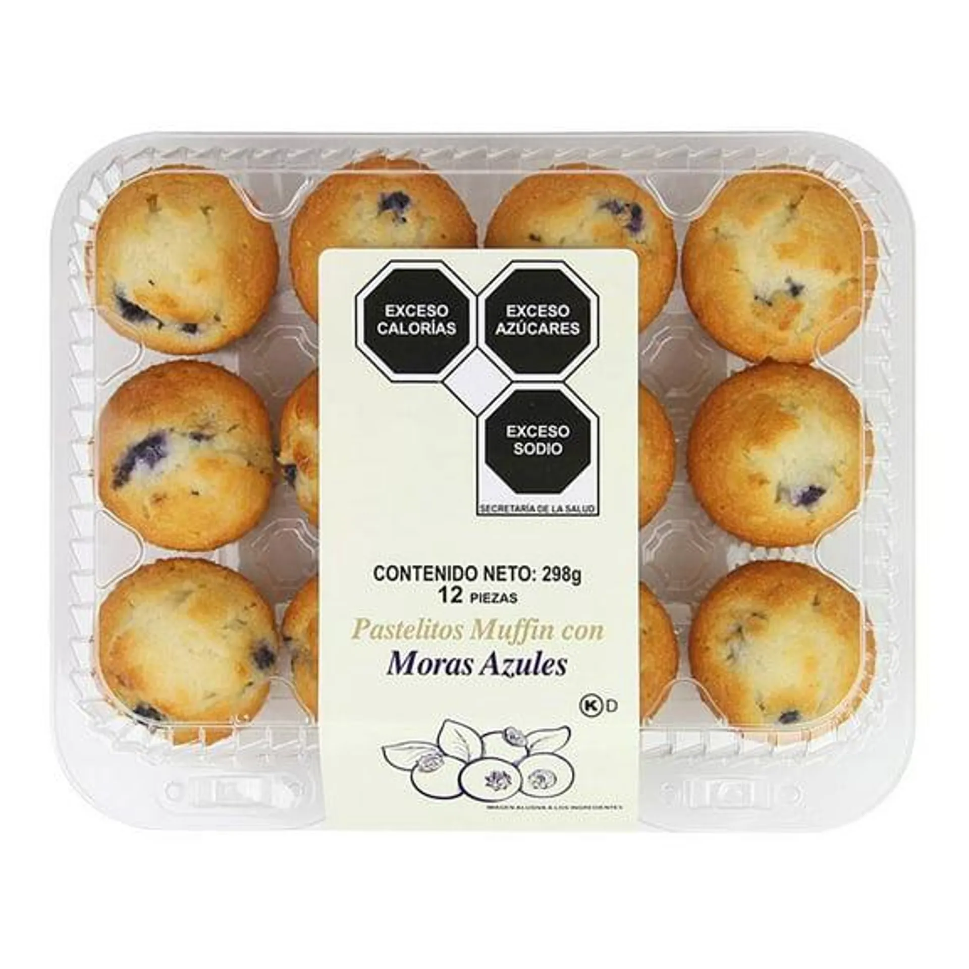 Mini muffins con moras azules 12 pzas