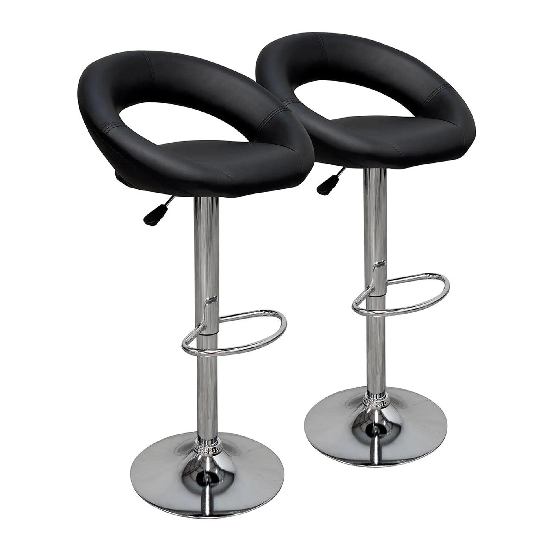 Set de 2 Bancos Altos Oval Para Barra - Vinipiel Negro