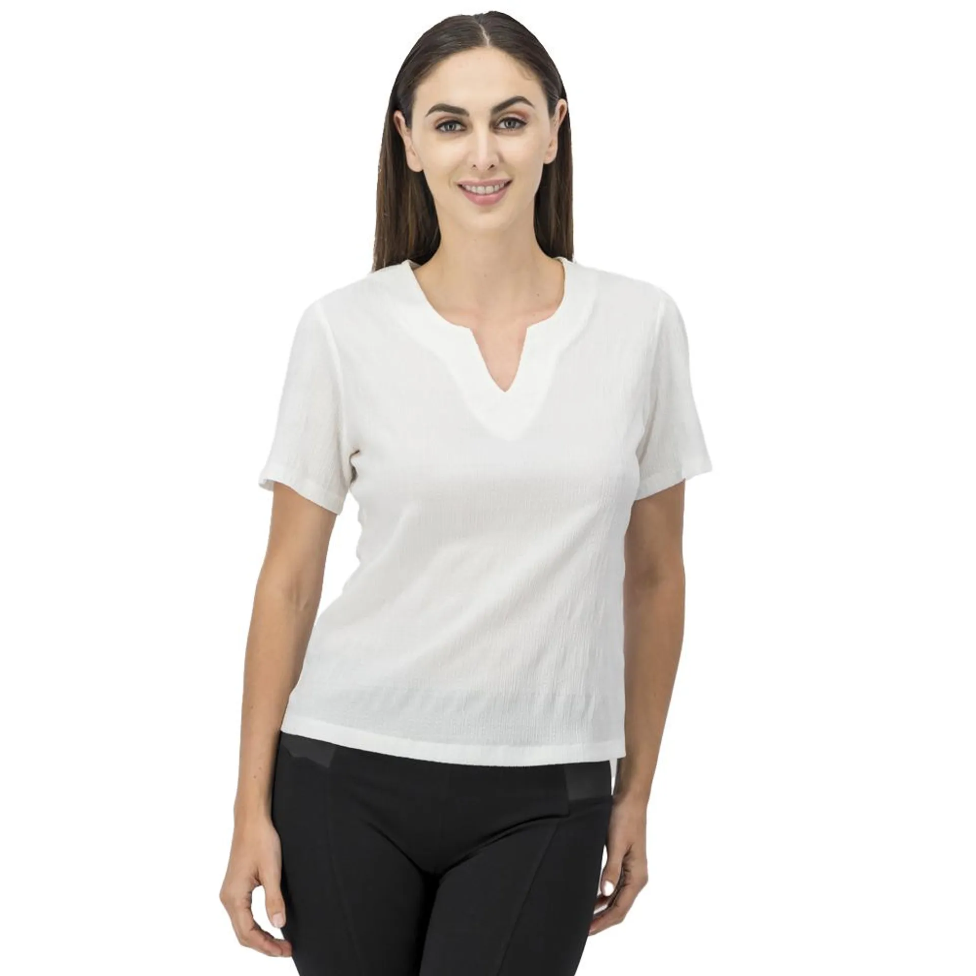 Blusa Mujer Cuello Redondo Con V