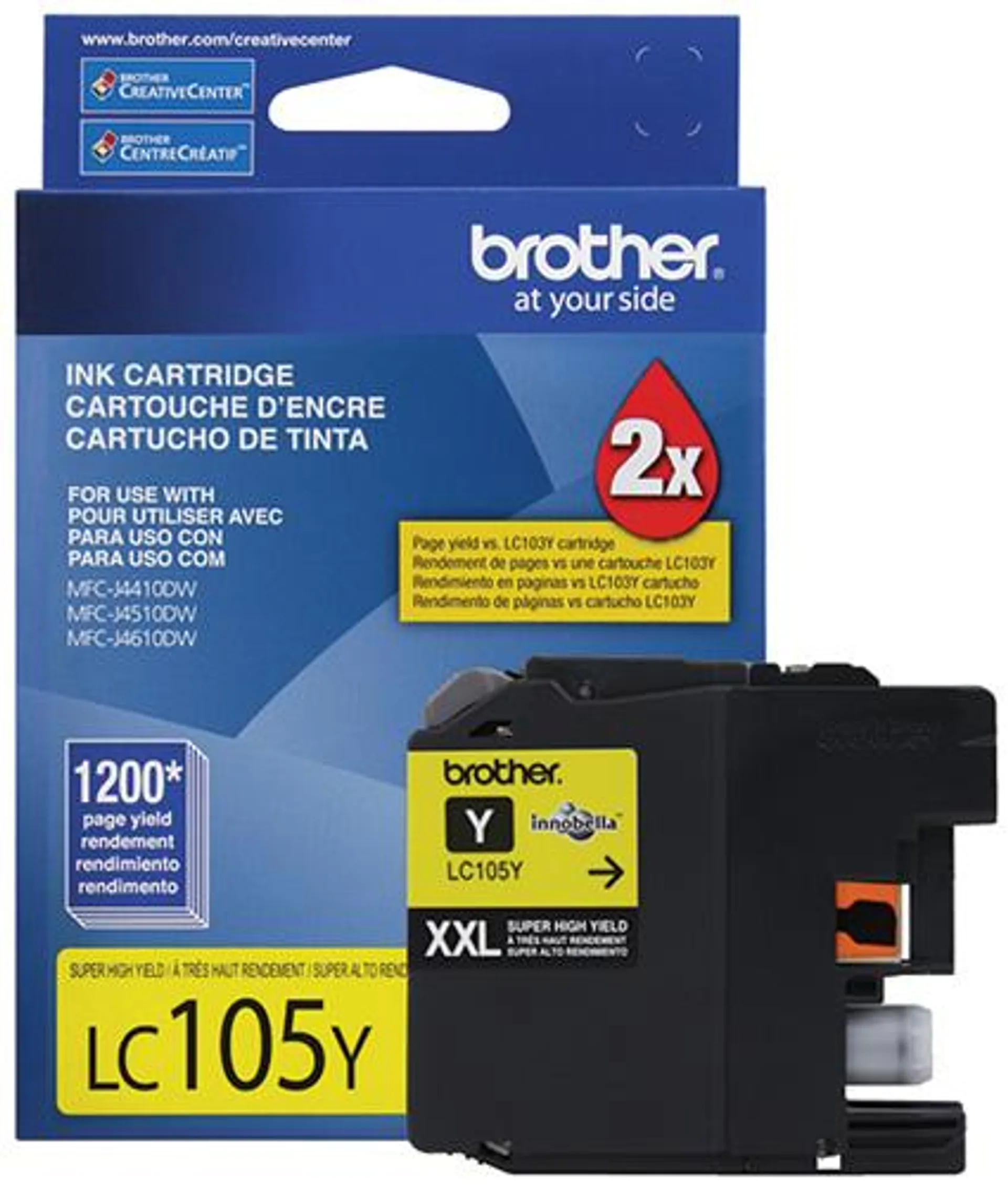 Cartucho De Tinta Brother Lc105Y Amarillo Xl 1200 Pag P/6720Dw/6920Dw