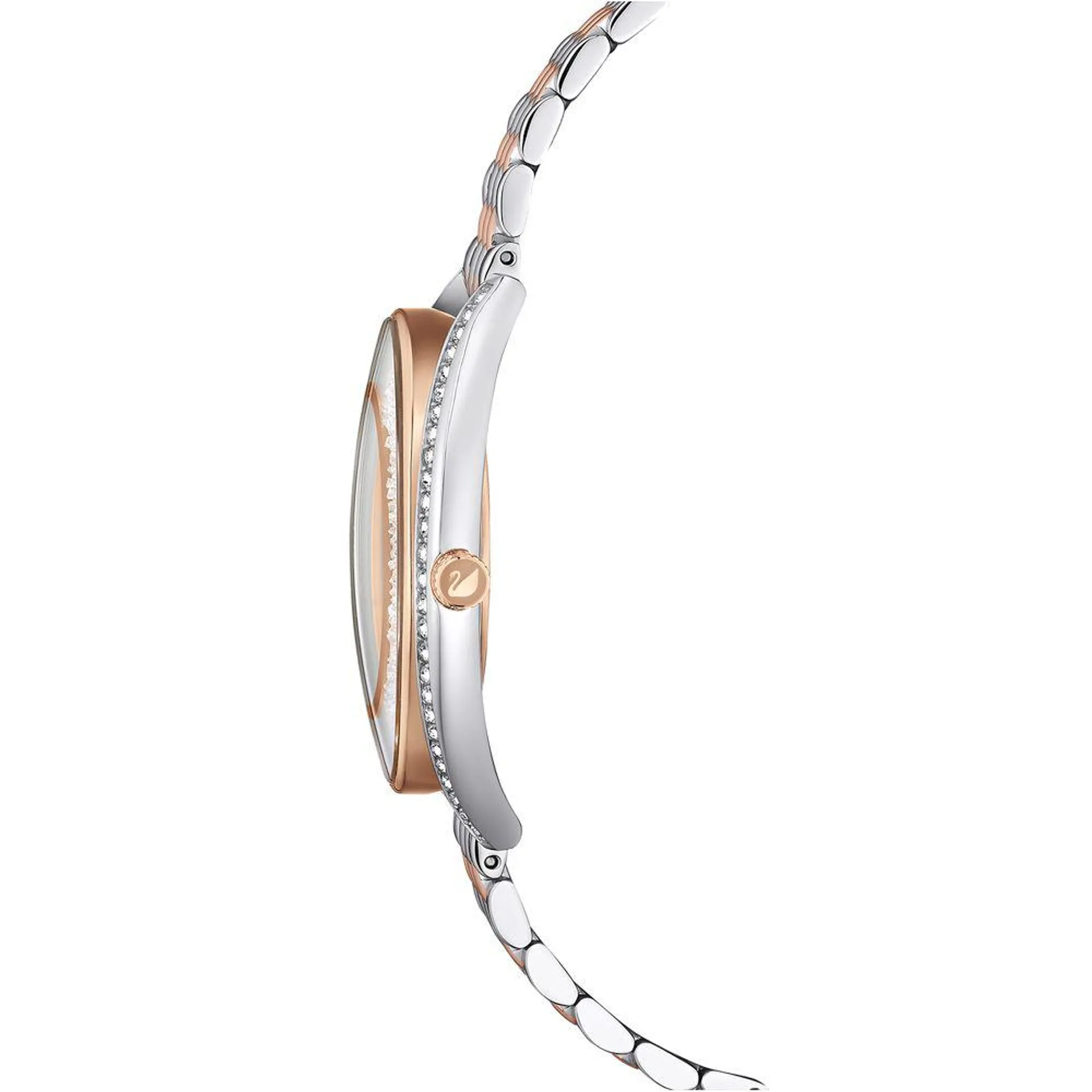 Reloj Crystalline Aura, Fabricado en Suiza, Brazalete de metal, Tono oro rosa, Combinación de acabados metálicos
