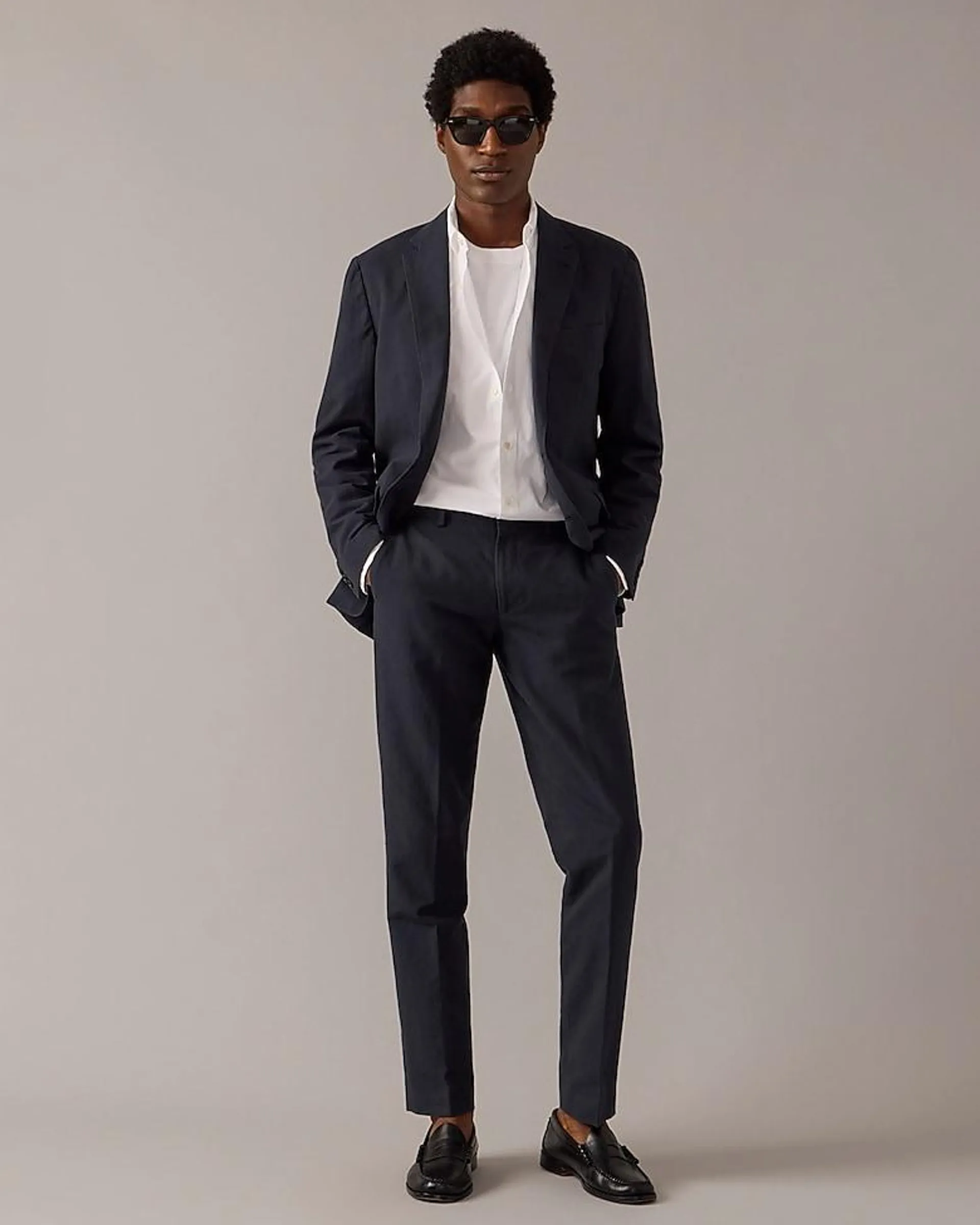 Ludlow Slim-fit unstructured suit jacket in Irish cotton-linen blend