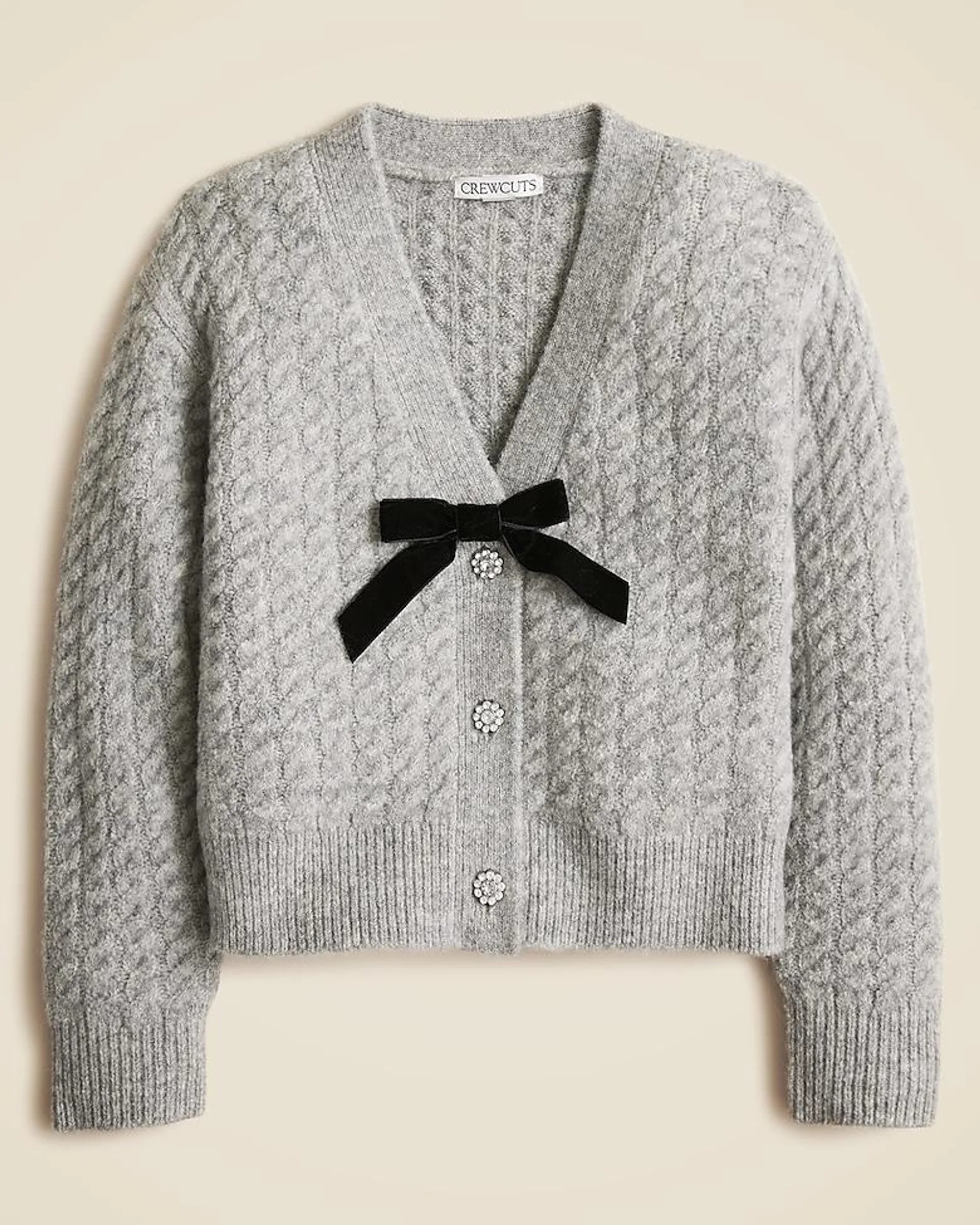 Girls' cable-knit cardigan sweater in supersoft yarn