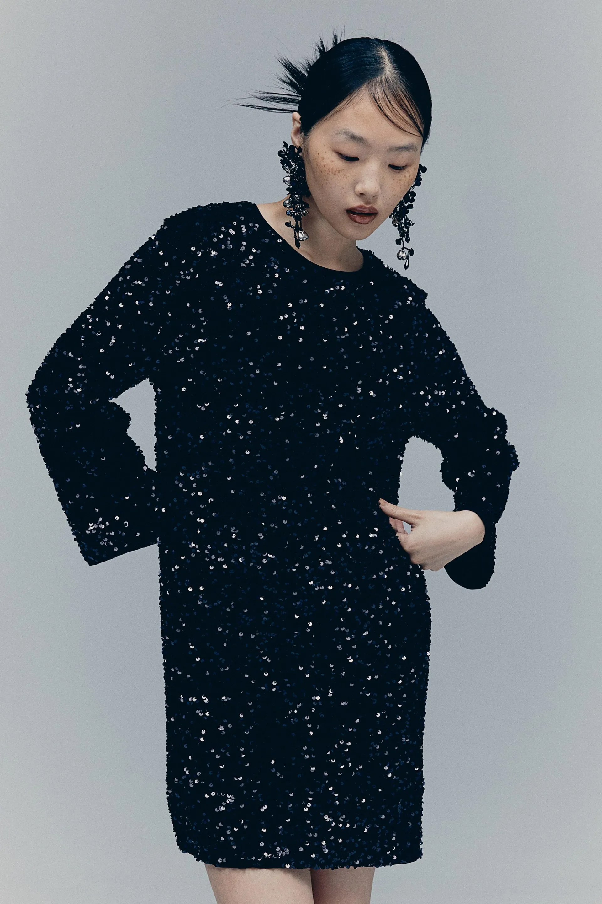 Robe trapèze à sequins