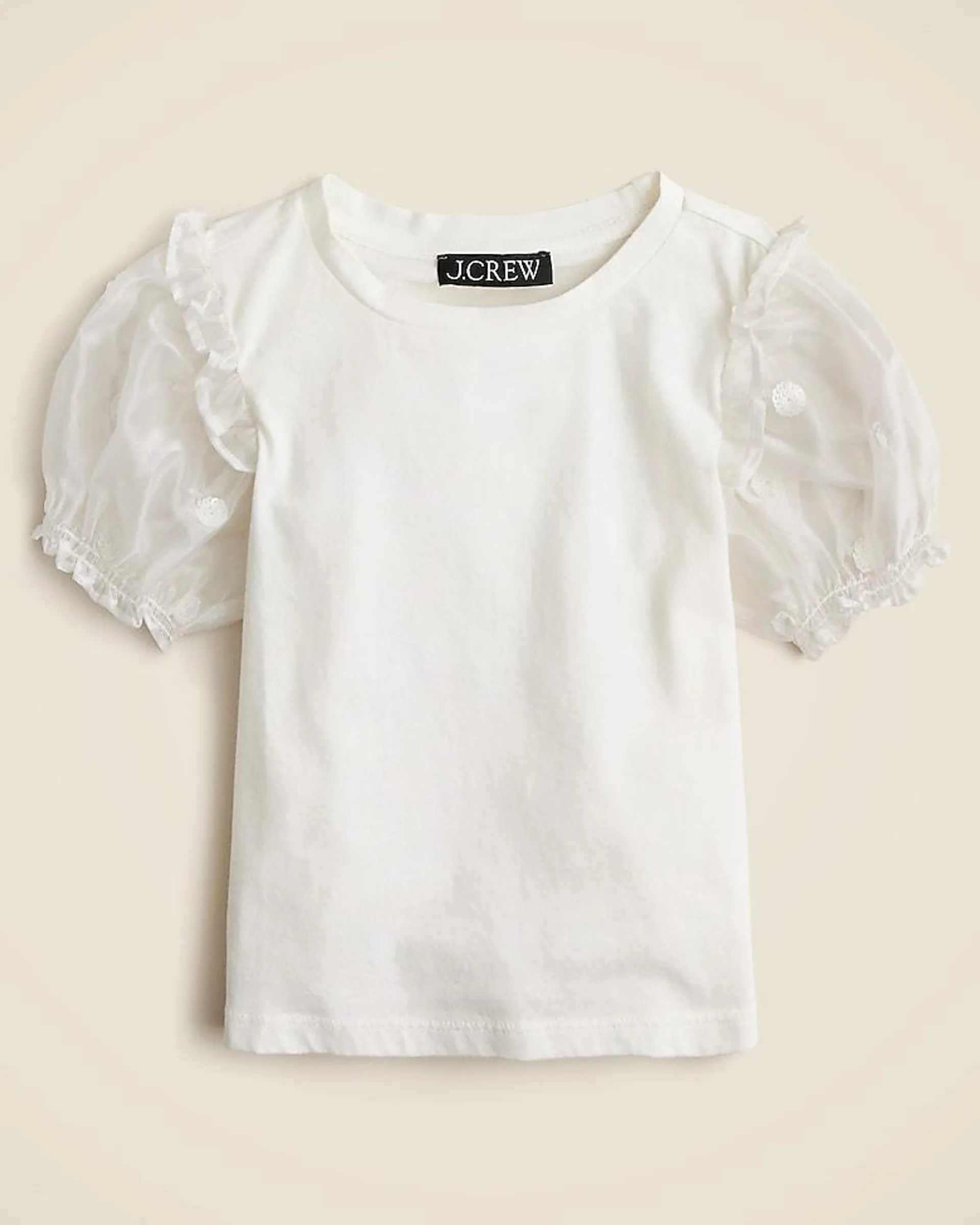 Girls' organza puff-sleeve T-shirt