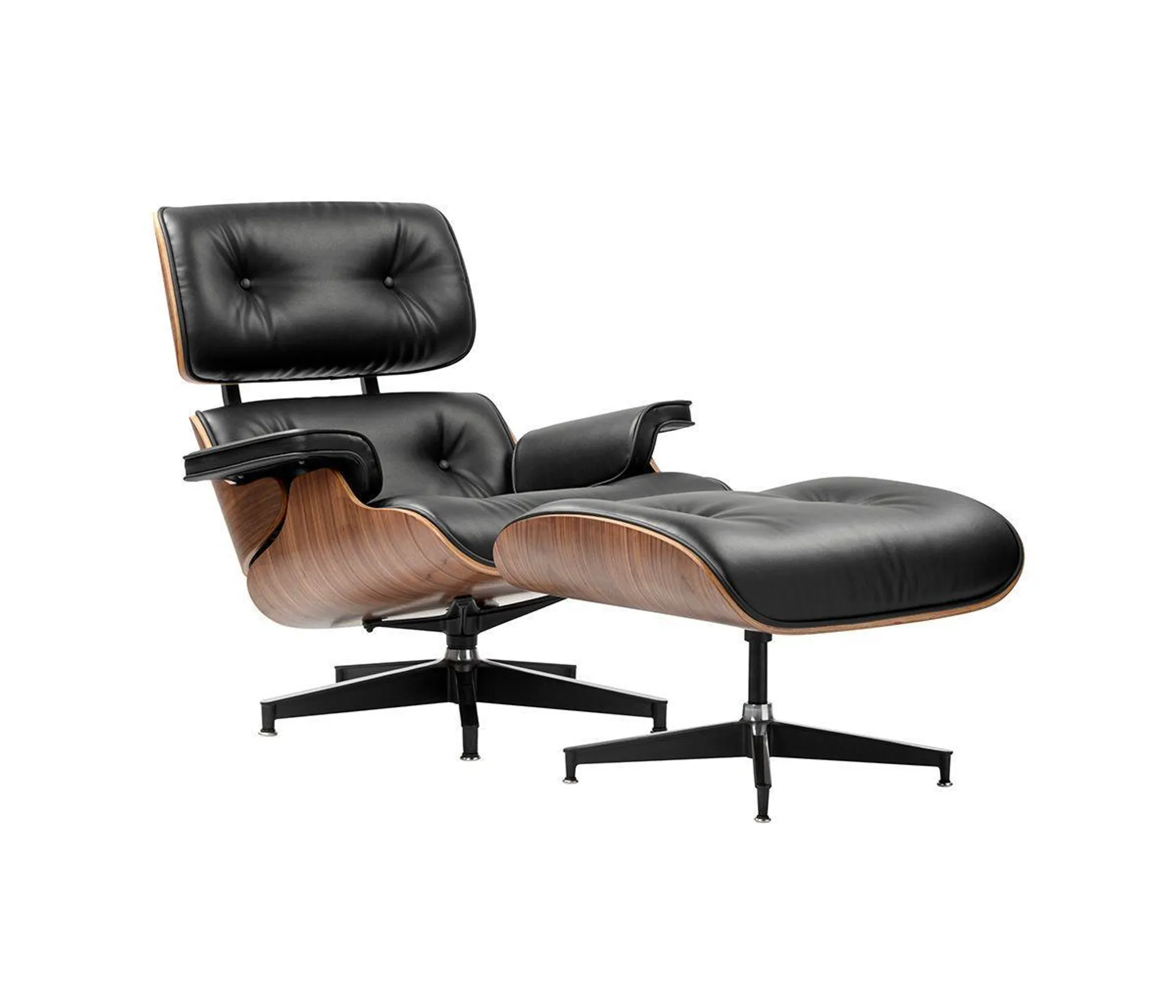 Silla replica Eames Lounge Ottoman - Nogal con Negro