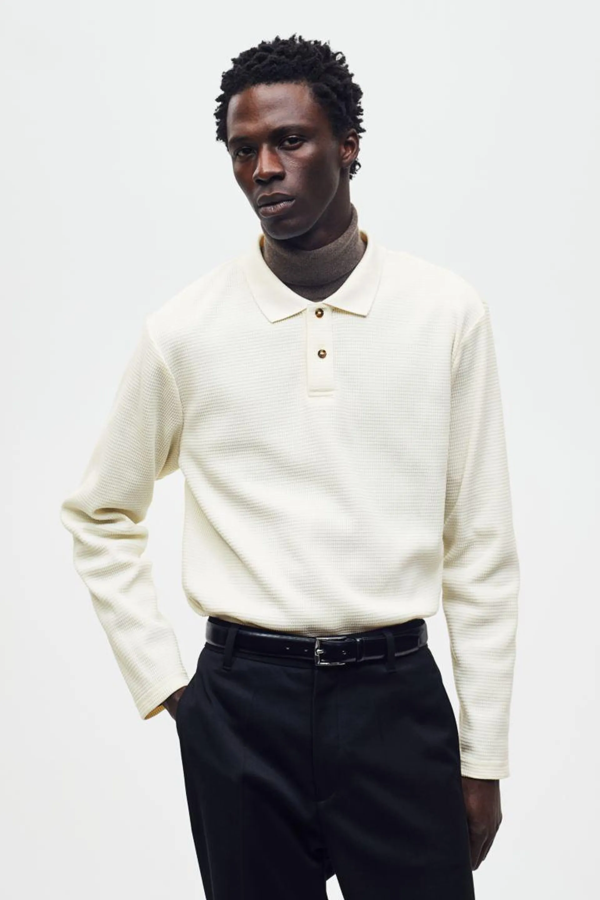Slim Fit Waffled polo shirt