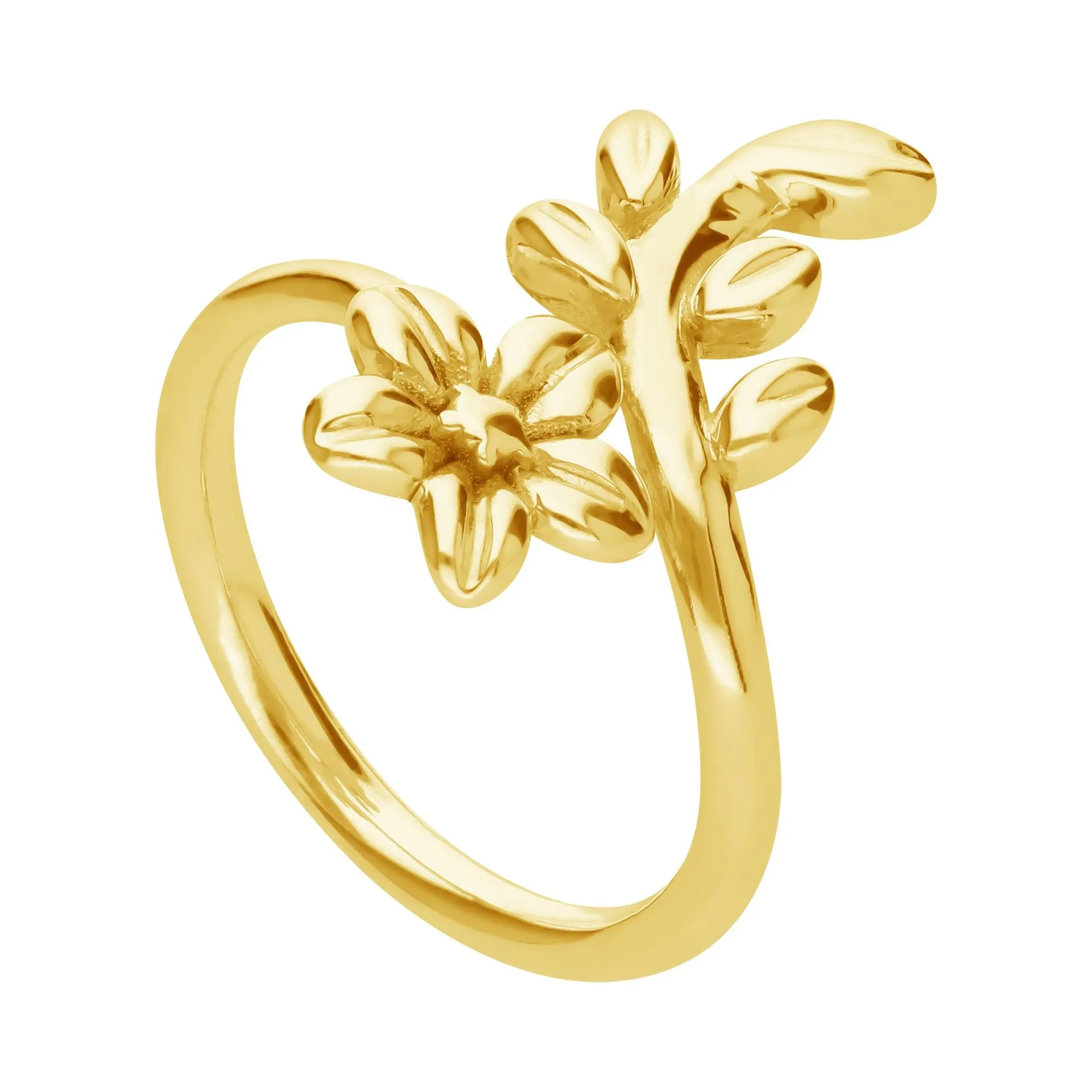 Anillo Mensaje Amor Cruzado Flor Hojas Dorado