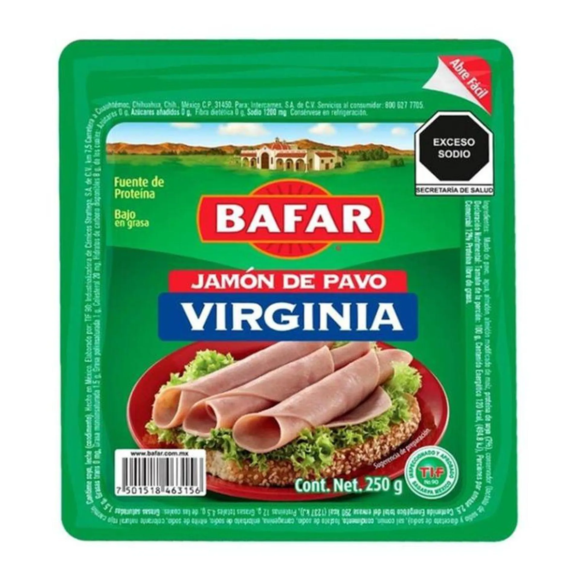 Bafar Jamón de Pavo Virginia 250 g