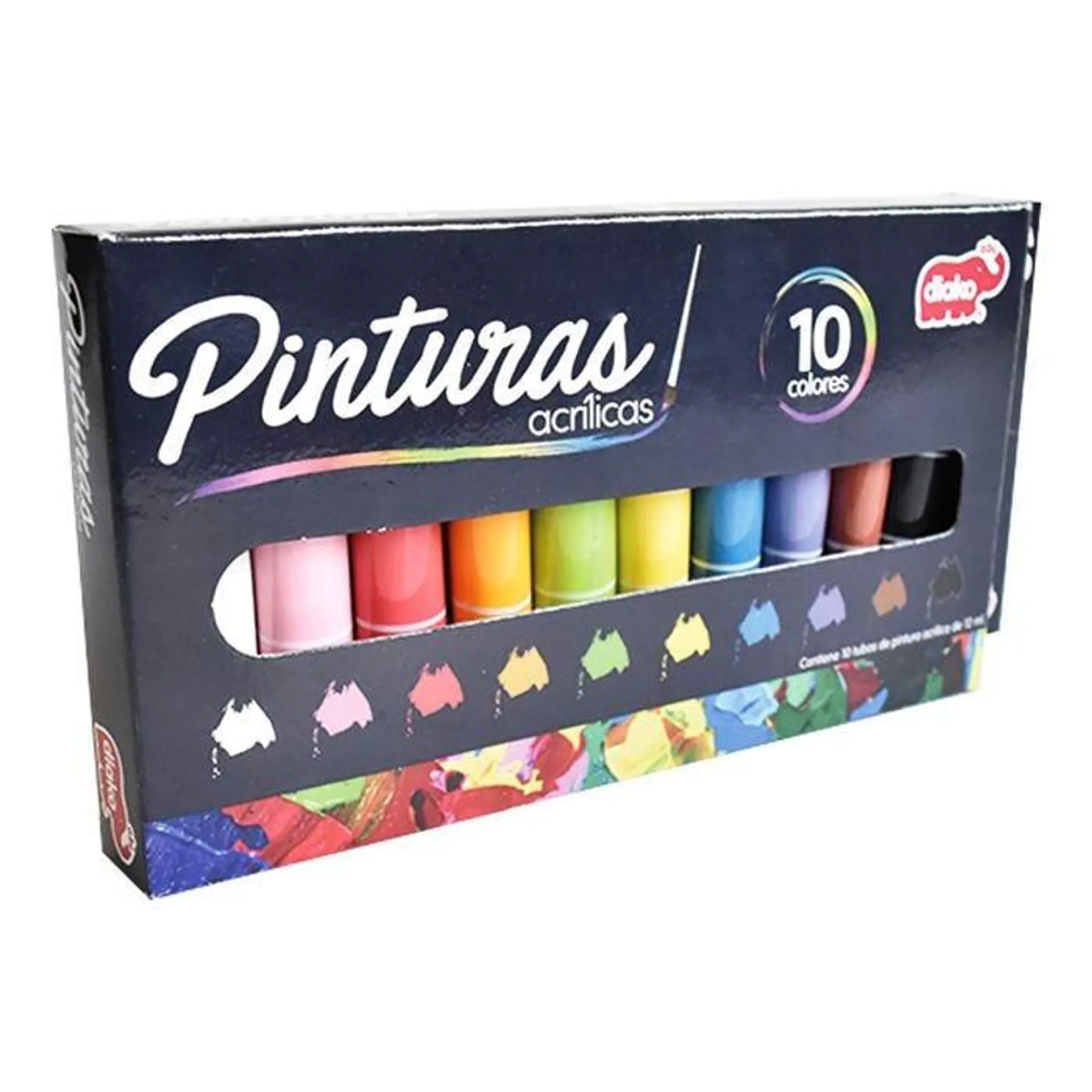 Pintura Acrílica Diako 12 ml. cada tubo, C/10 Tubos Colores Surtidos