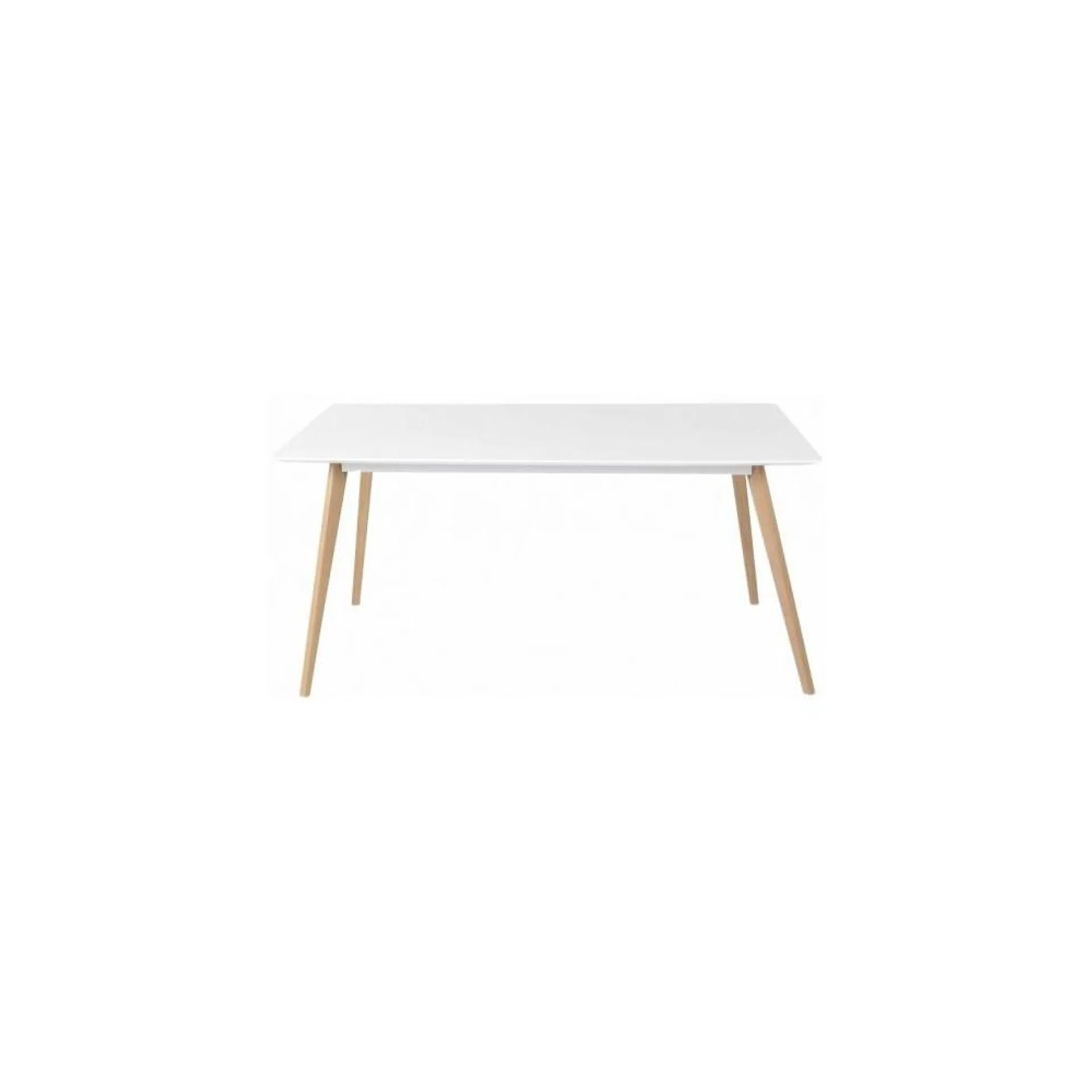 Enzo - Mesa de comedor rectangular estilo escandinavo con patas de madera y cubierta blanca