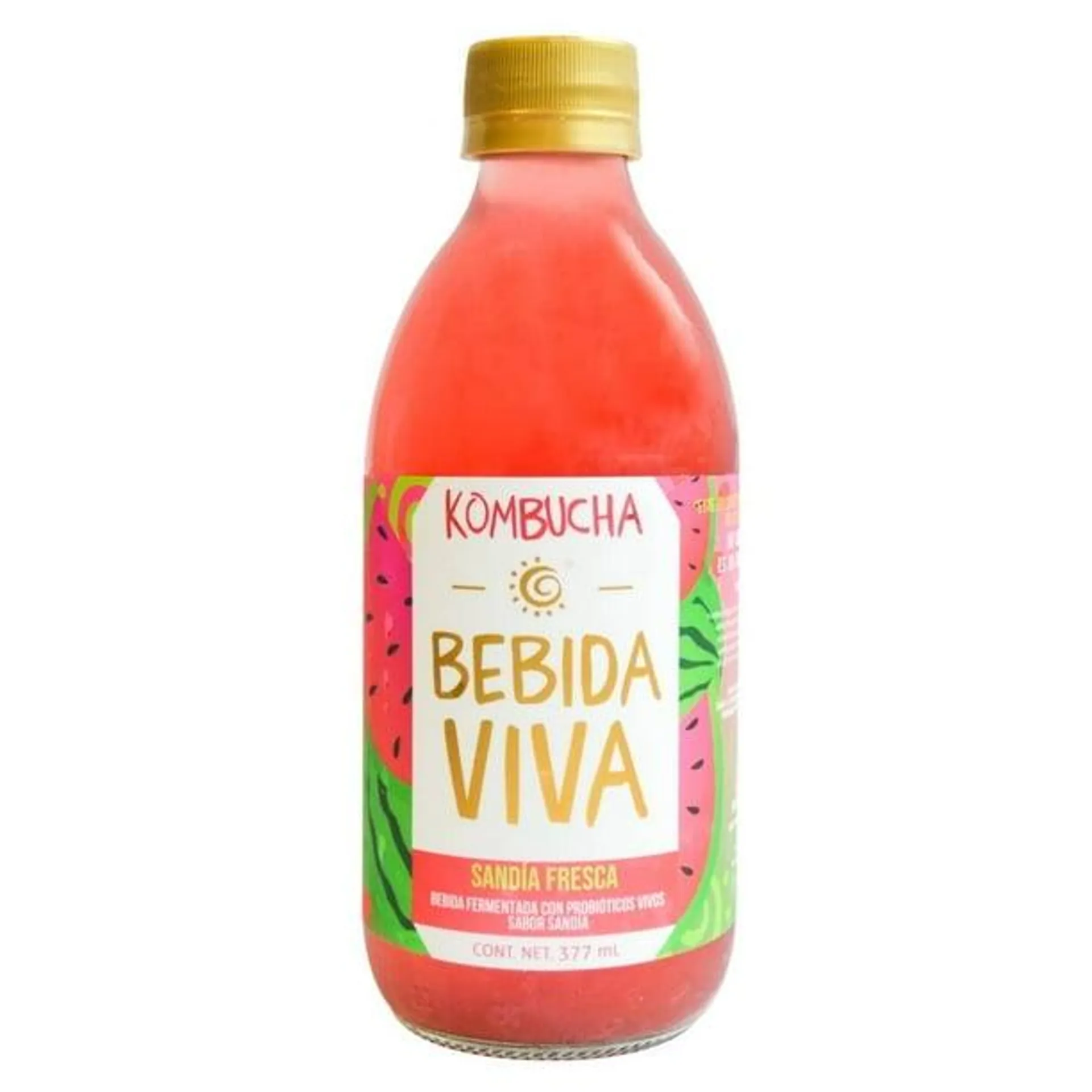 Bebida Kombucha con probióticos sandía fresca 377 ml