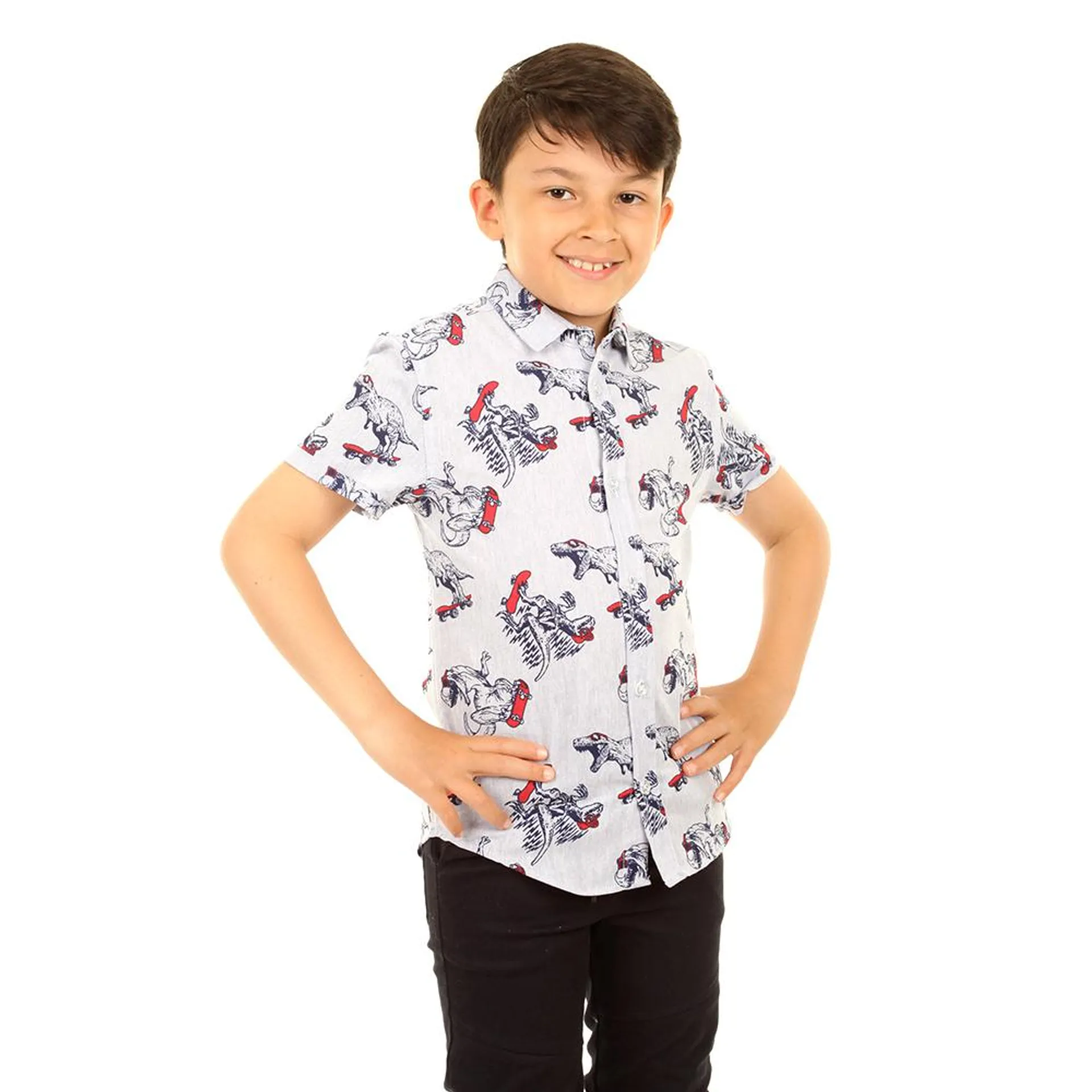 Camisa Hummo Niño Manga Corta Full Print Dinosaurios