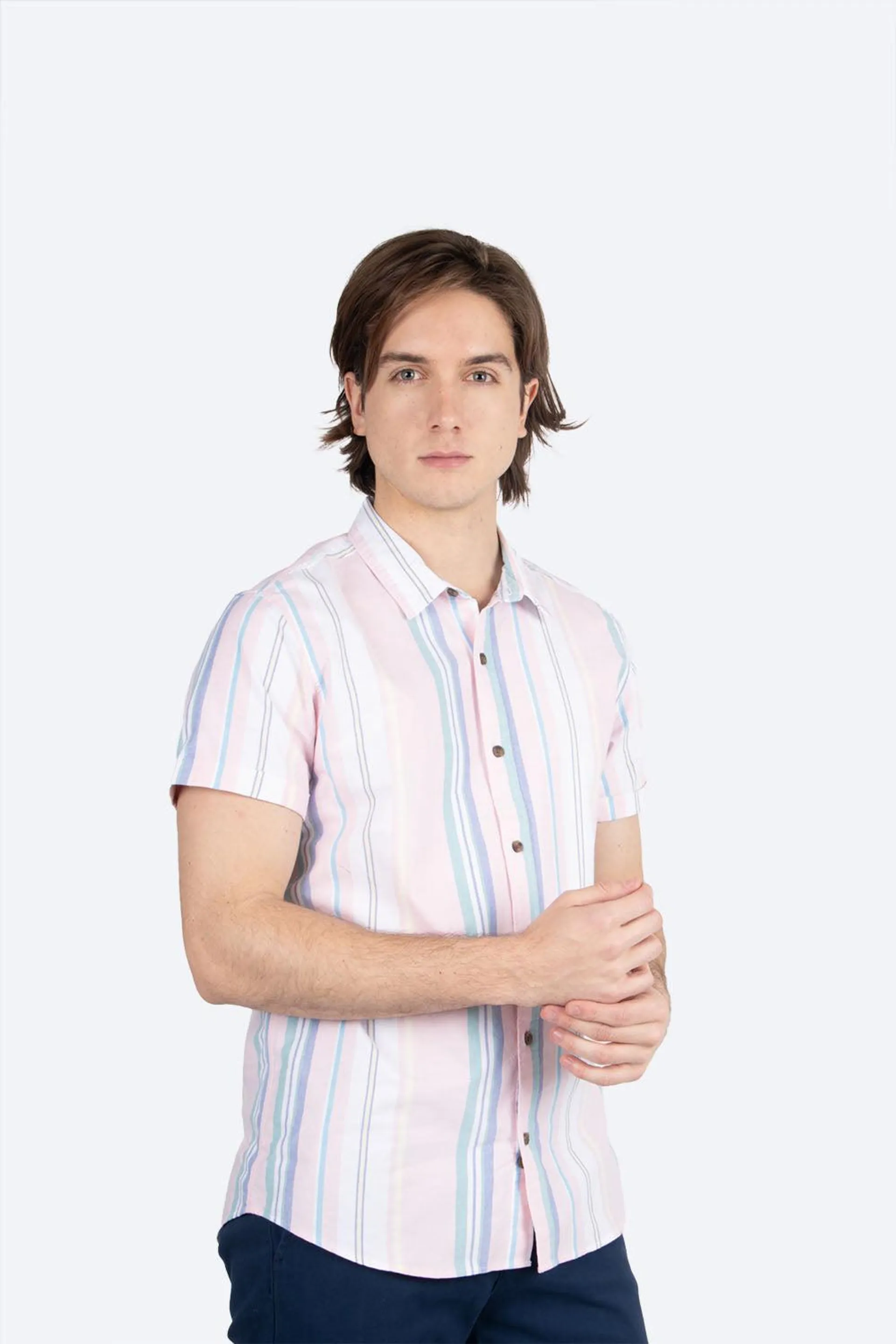 Camisa rayada rosa