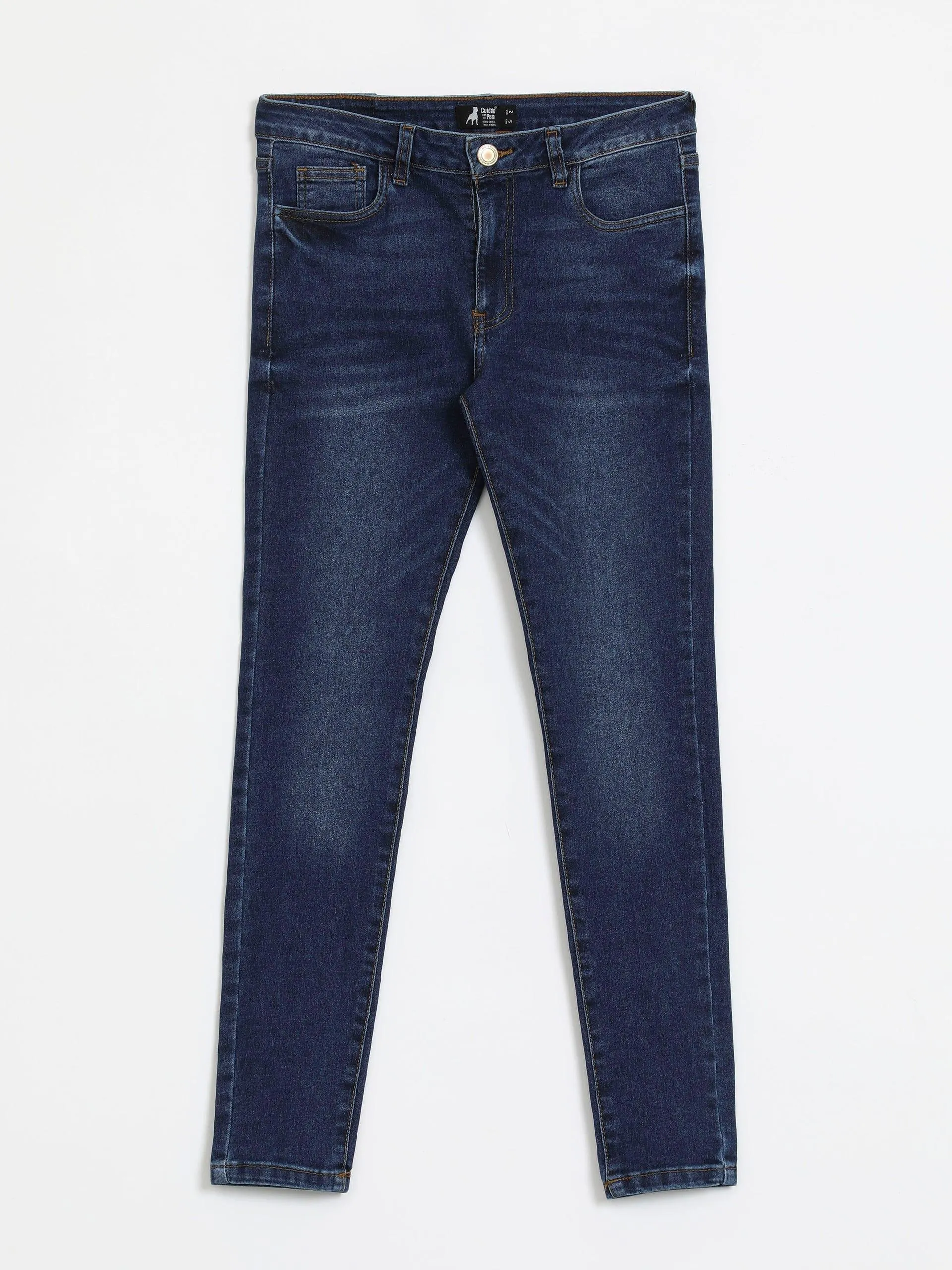 Jeans Skinny Tiro Regular Azul Oscuro