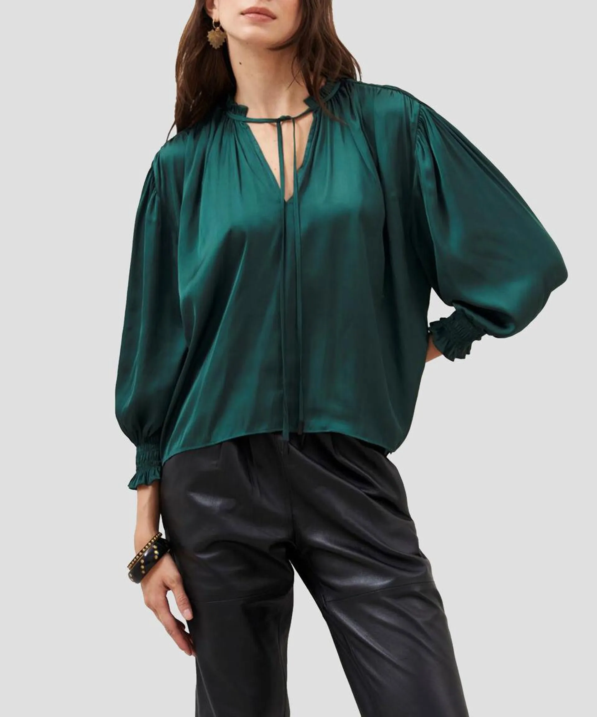 Blusa lisa de manga larga Mujer