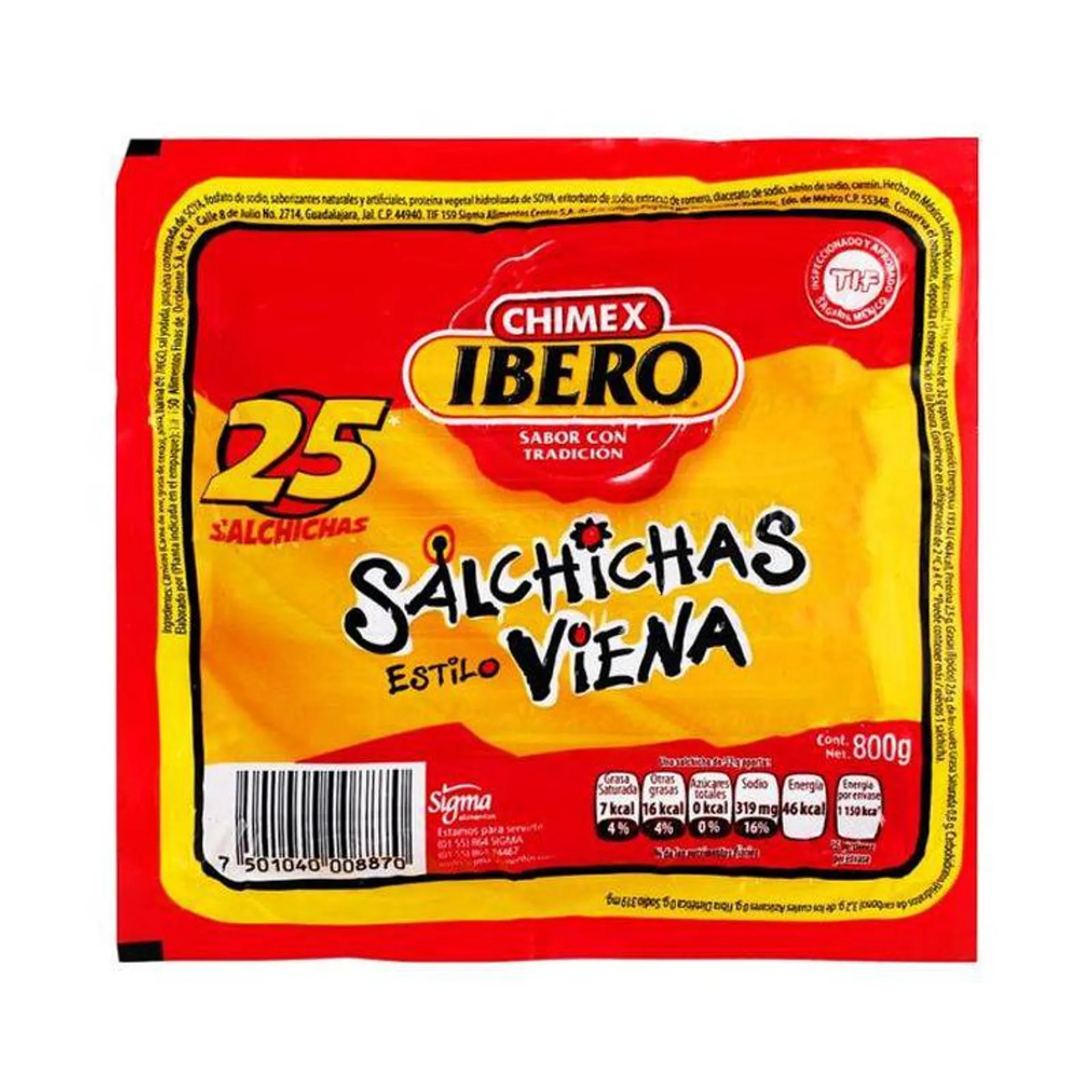 Ibero Salchicha Iberomex 800 g