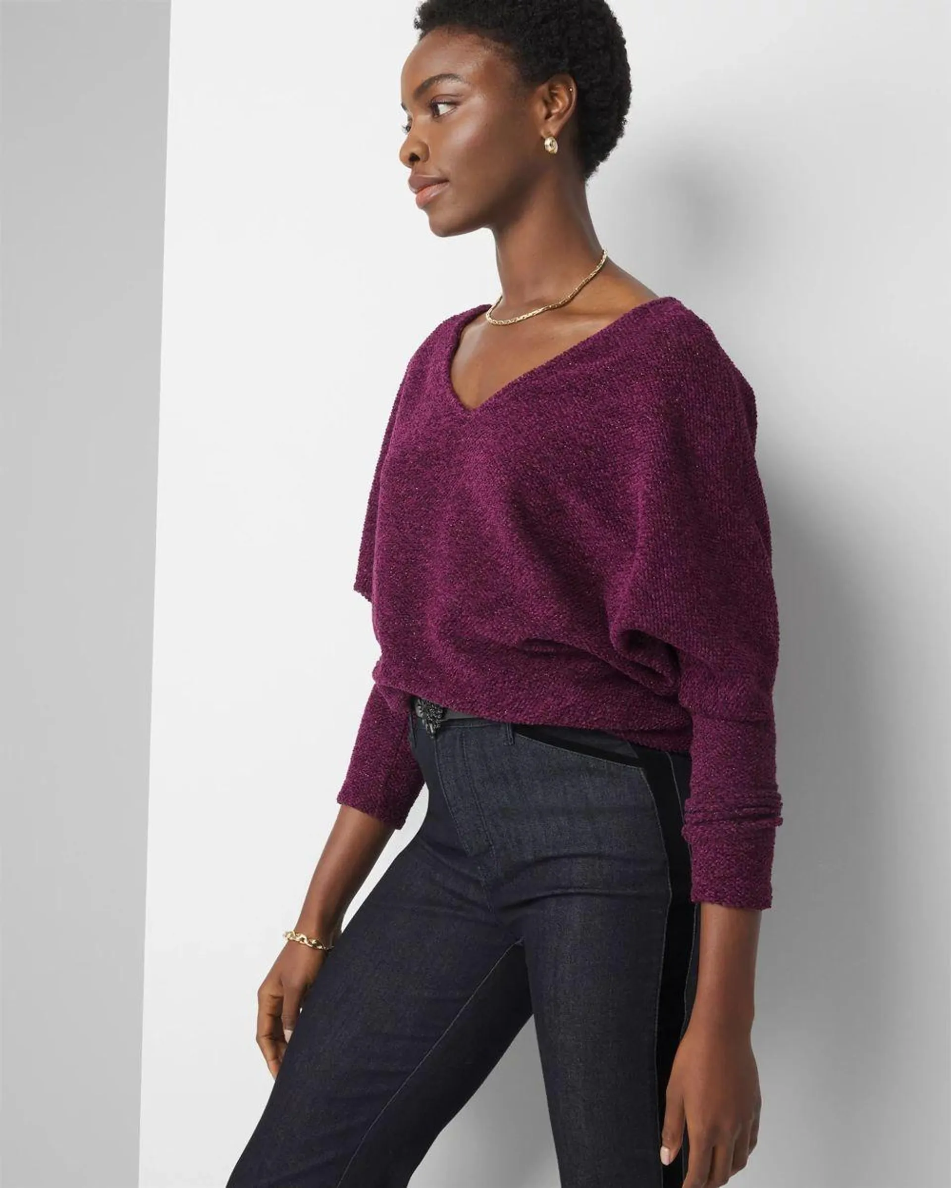 V-Neck Chenille Pullover