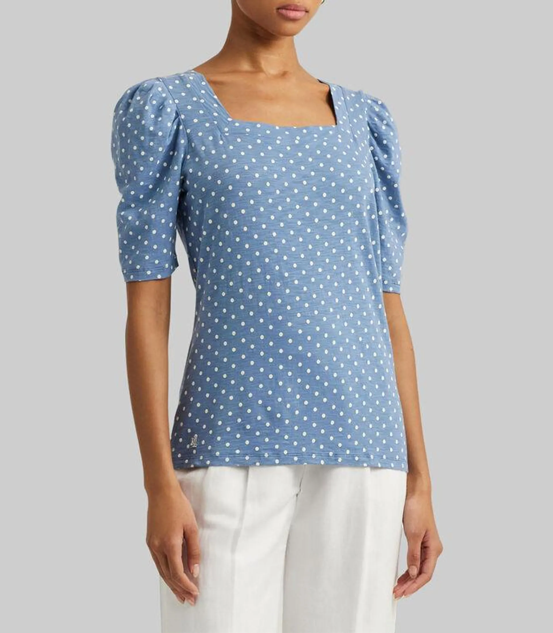 Blusa con polkadots de manga corta Mujer