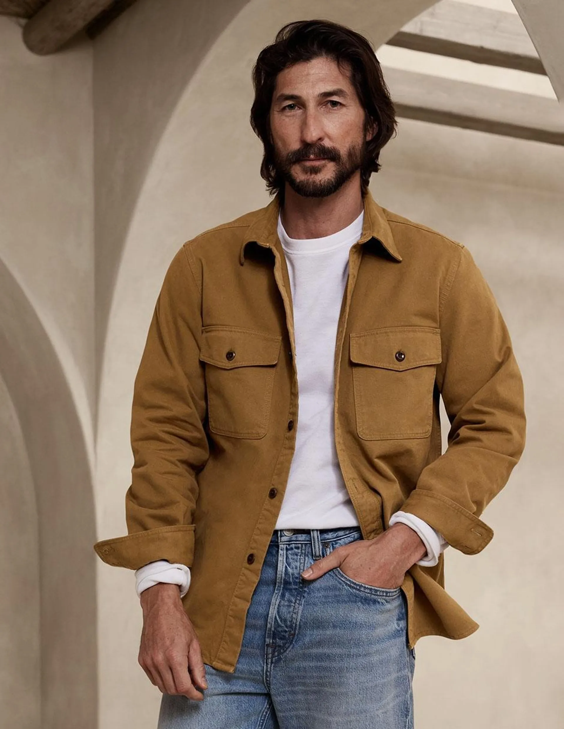 Camisa casual de algodón manga larga para hombre