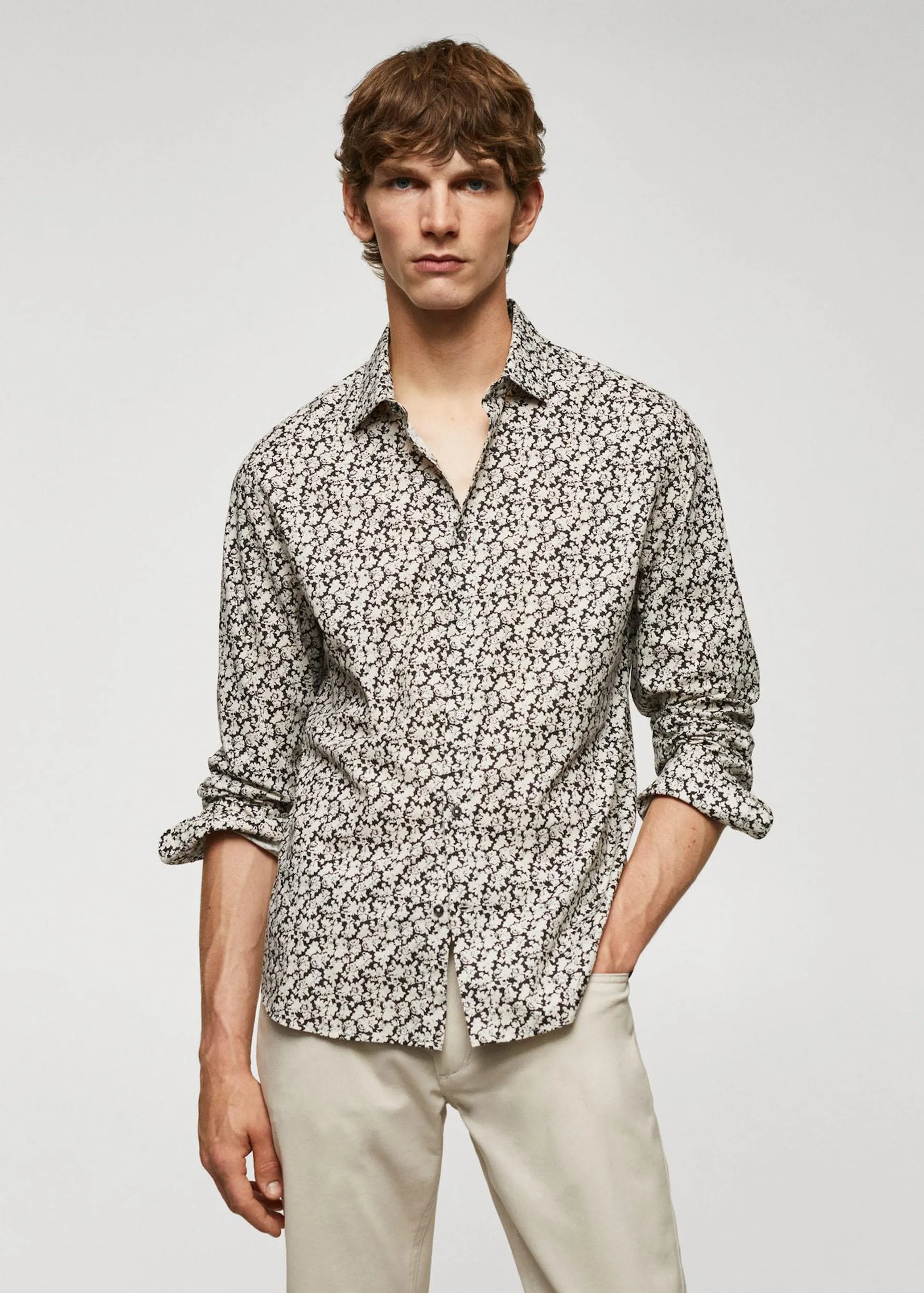 Camisa 100% algodón estampado flores