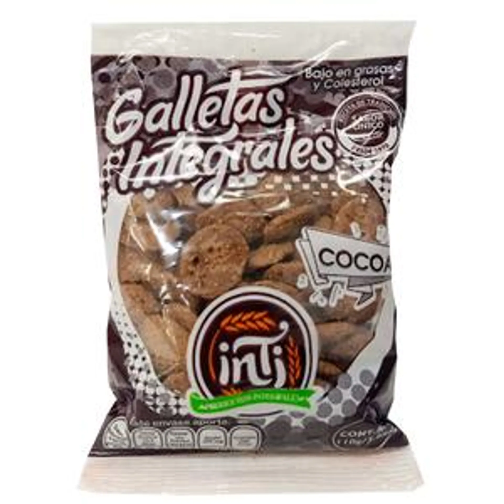 GALLETAS INTEGRALES SABOR COCOA INTI BOLSA 110 GR.