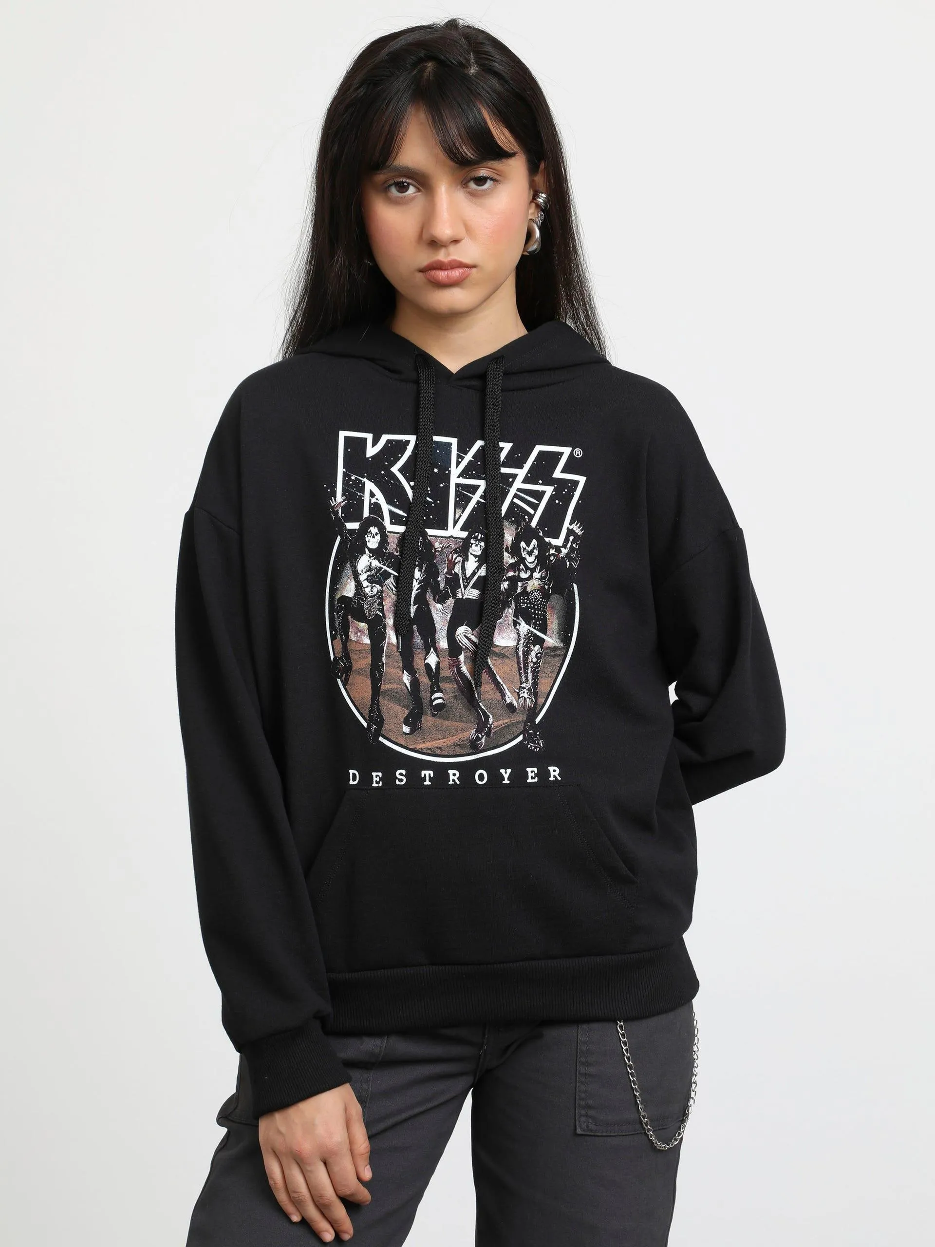 Sudadera con Capucha Kiss Negra