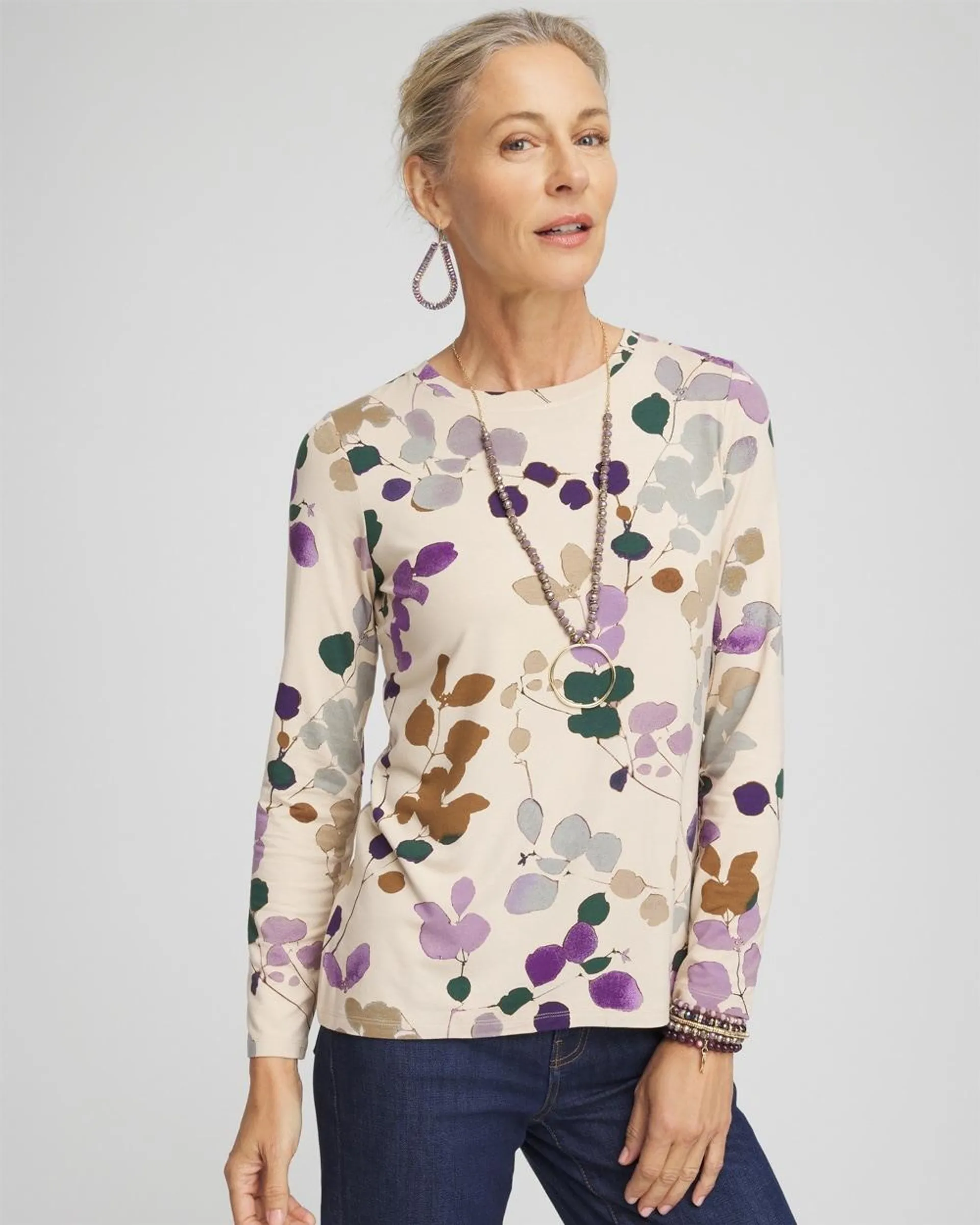 Touch of Cool\u2122 Sprig Dot Long Sleeve Layering Tee