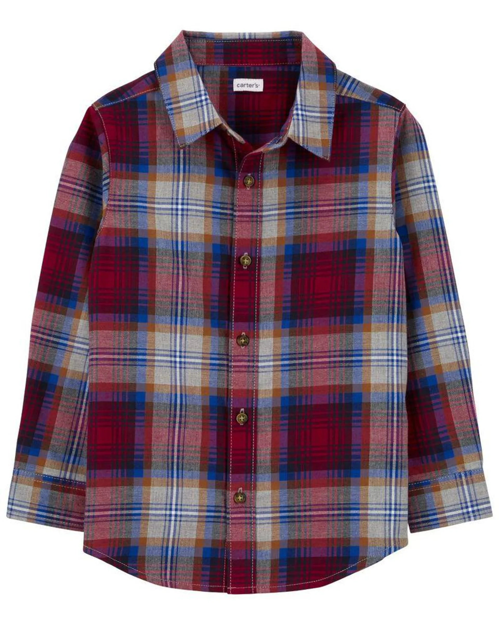 Camisa De Sarga A Cuadros Con Botones Carter's