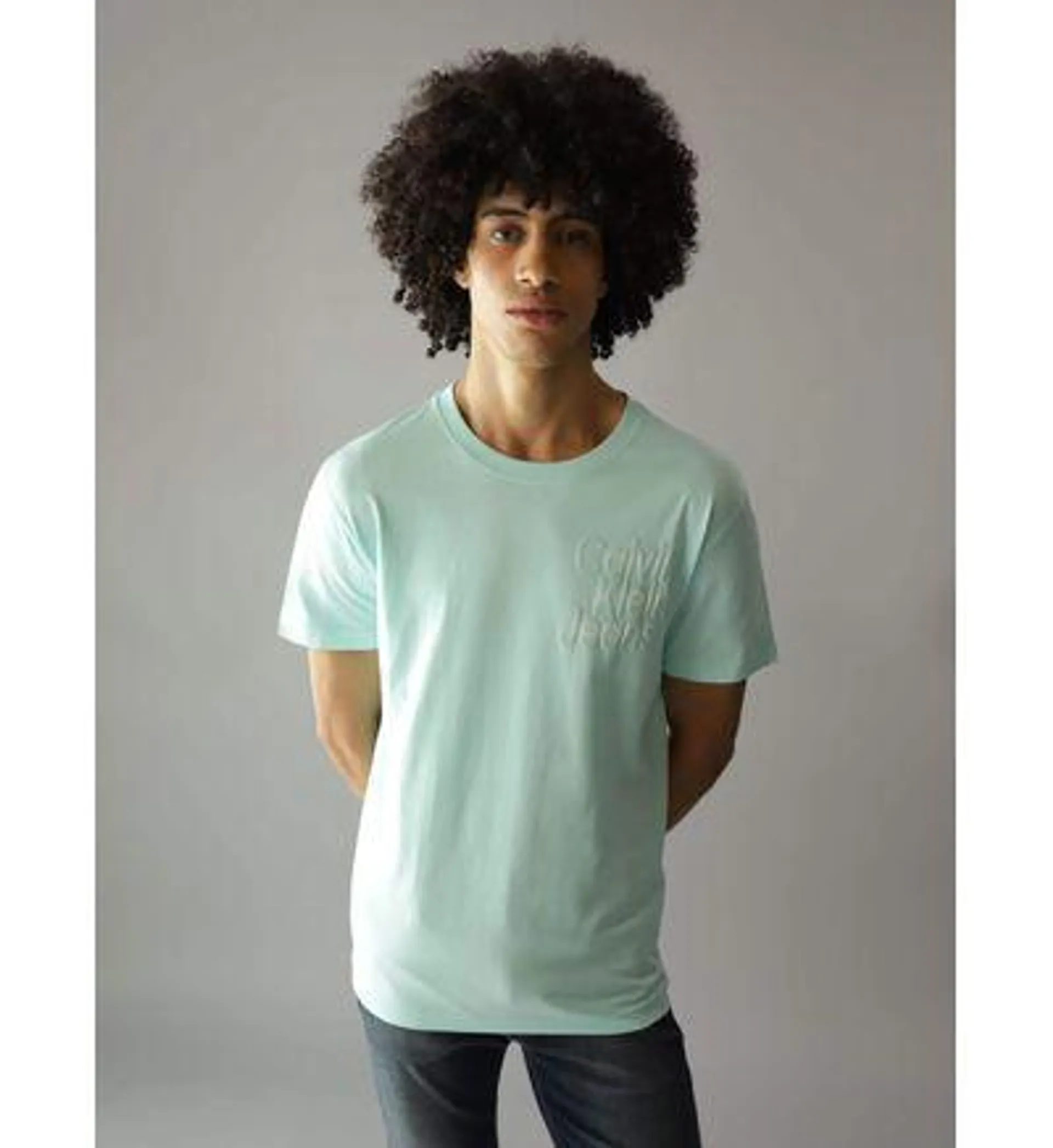 Playera Calvin Klein Logo Hombre Azul