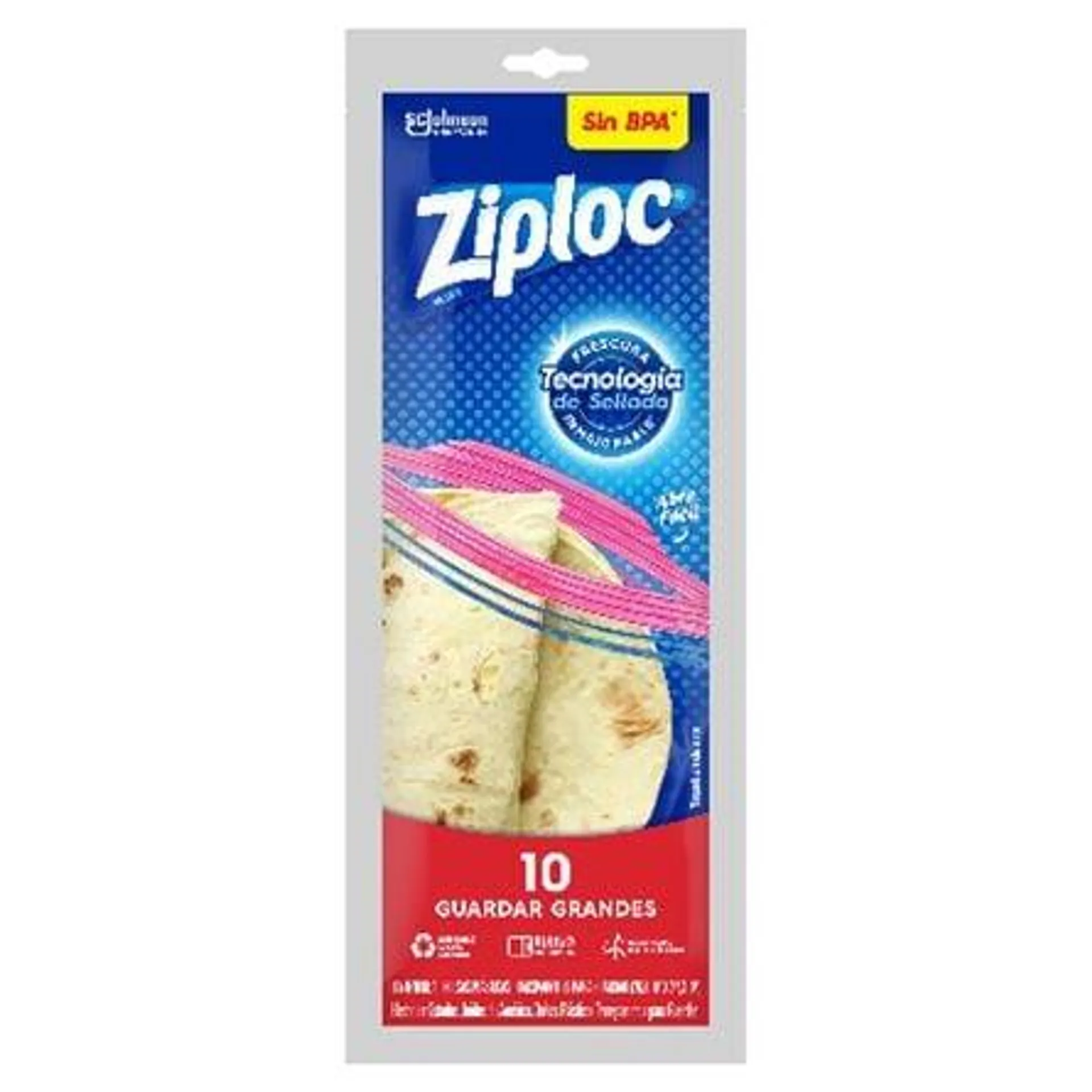 Bolsa Para Alimento Ziploc Grande 10 Piezas