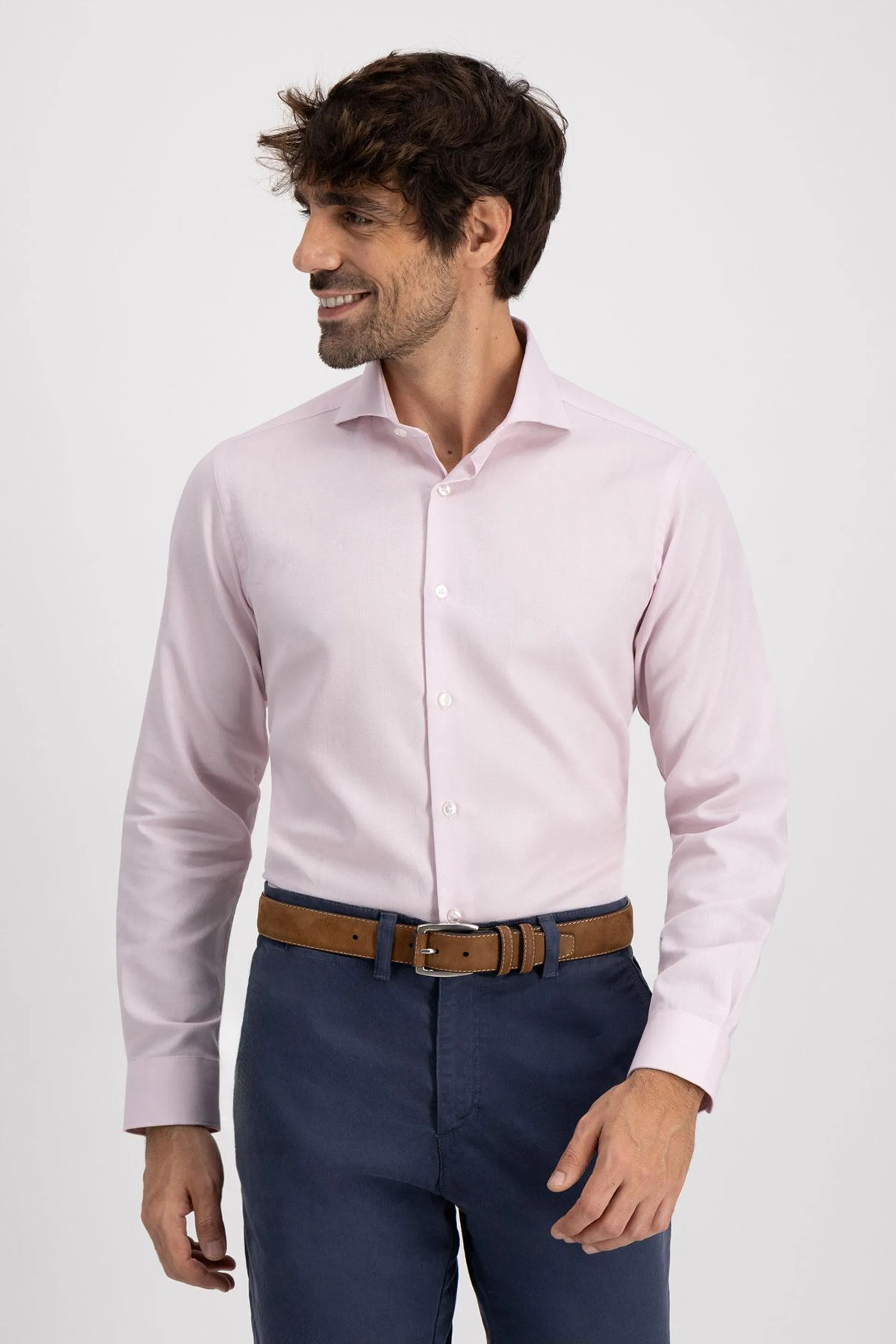 Camisa Vestir Roberts Red Color Rosa Claro Slim Fit