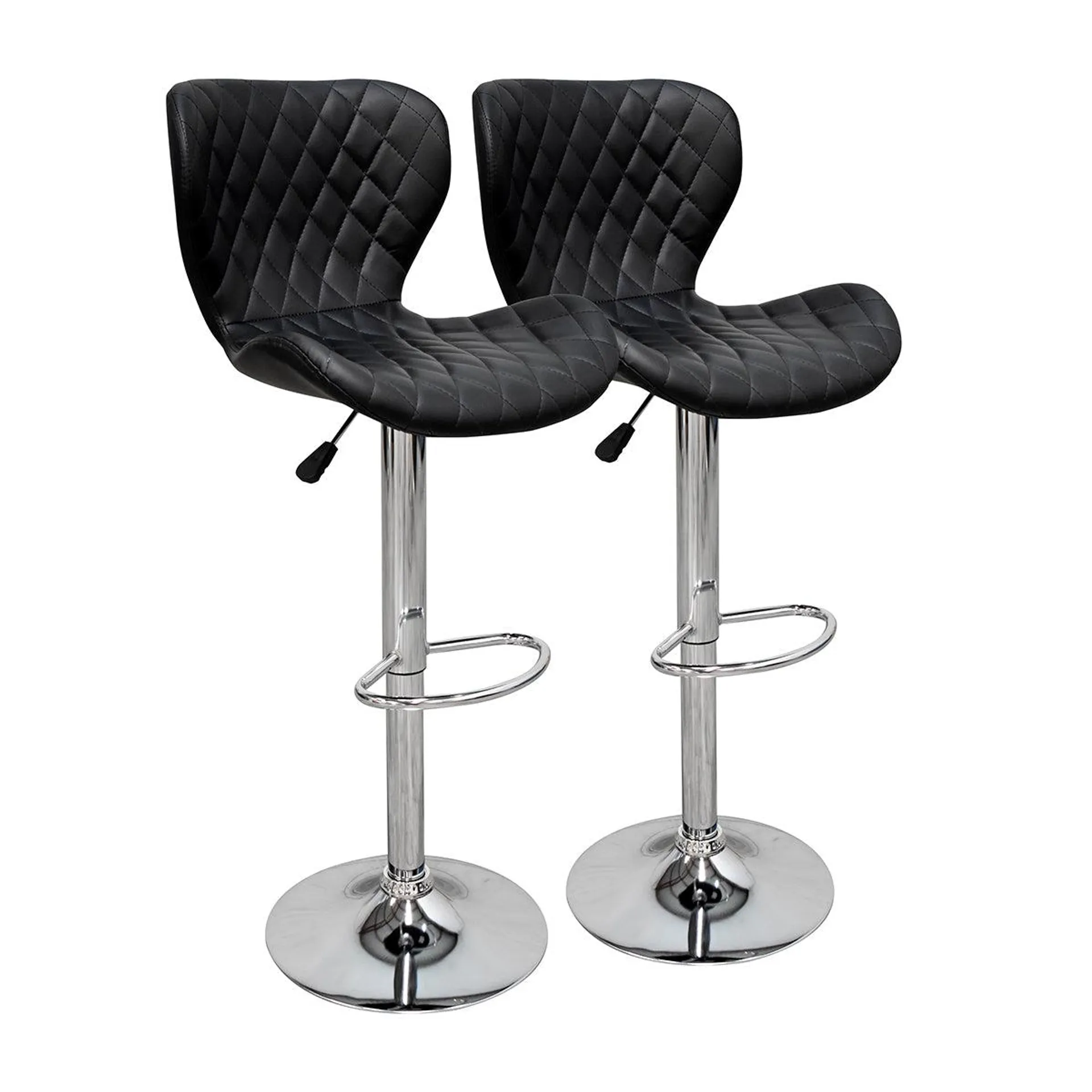 Set de 2 Bancos Altos Curve Para Barra - Vinipiel Negro