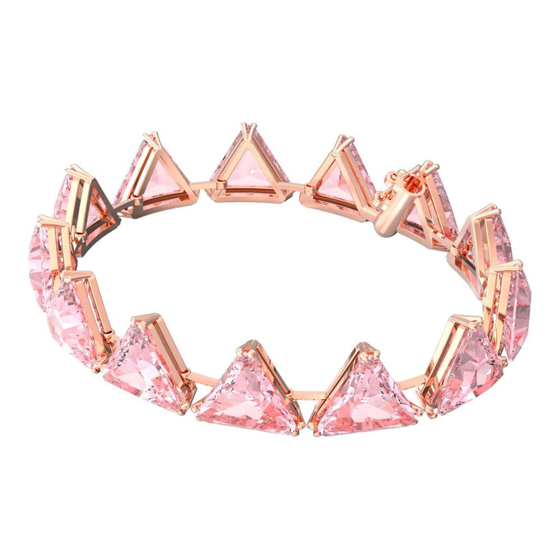 Pulsera Millenia, Cristales de talla triangular, Rosa, Baño de rodio