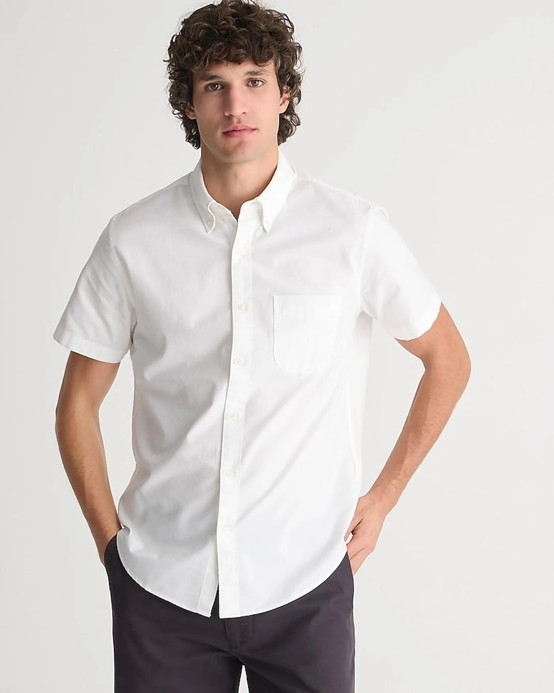 Short-sleeve Broken-in organic cotton oxford shirt