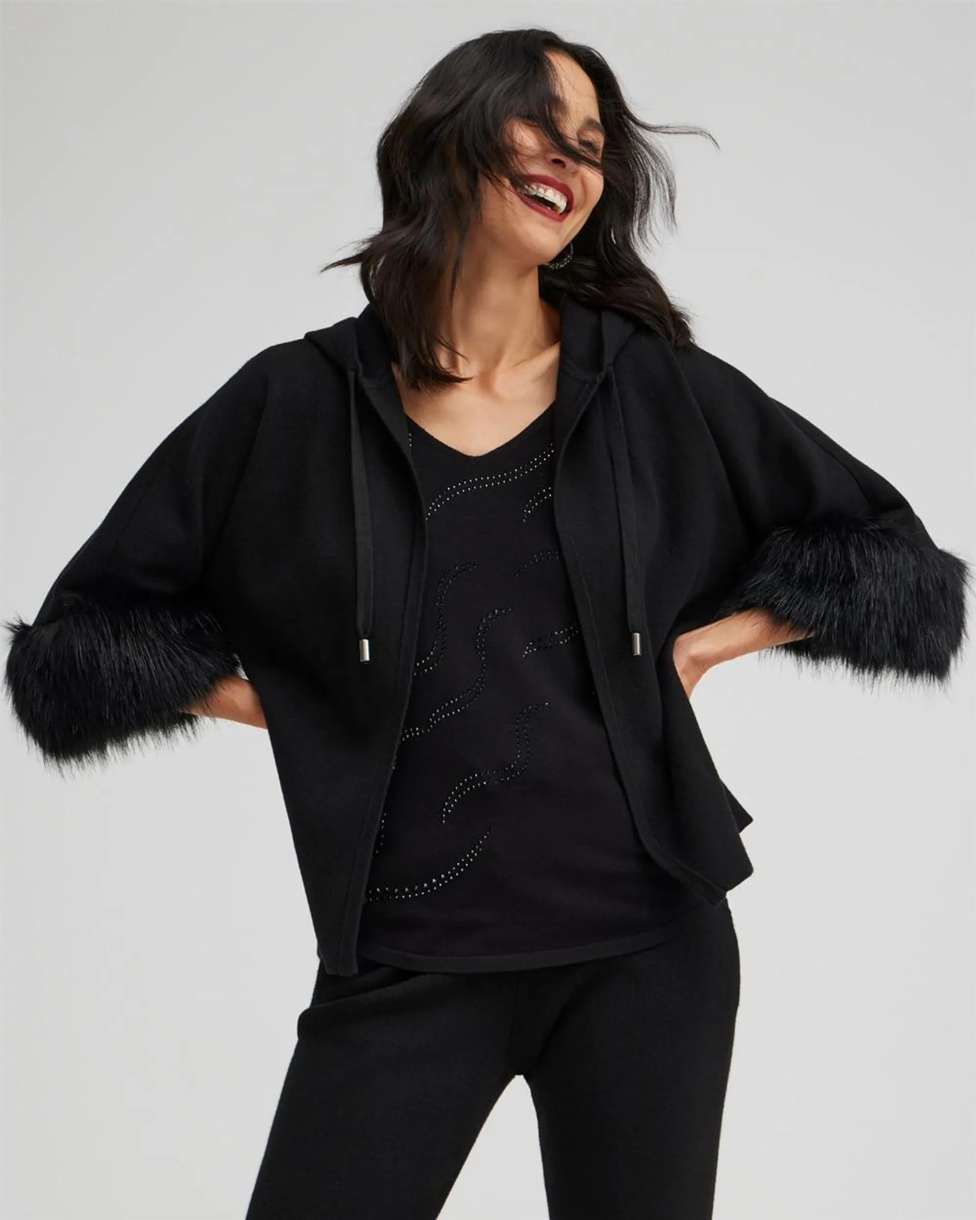Zenergy Luxe Cashmere Blend Faux Fur Sweater