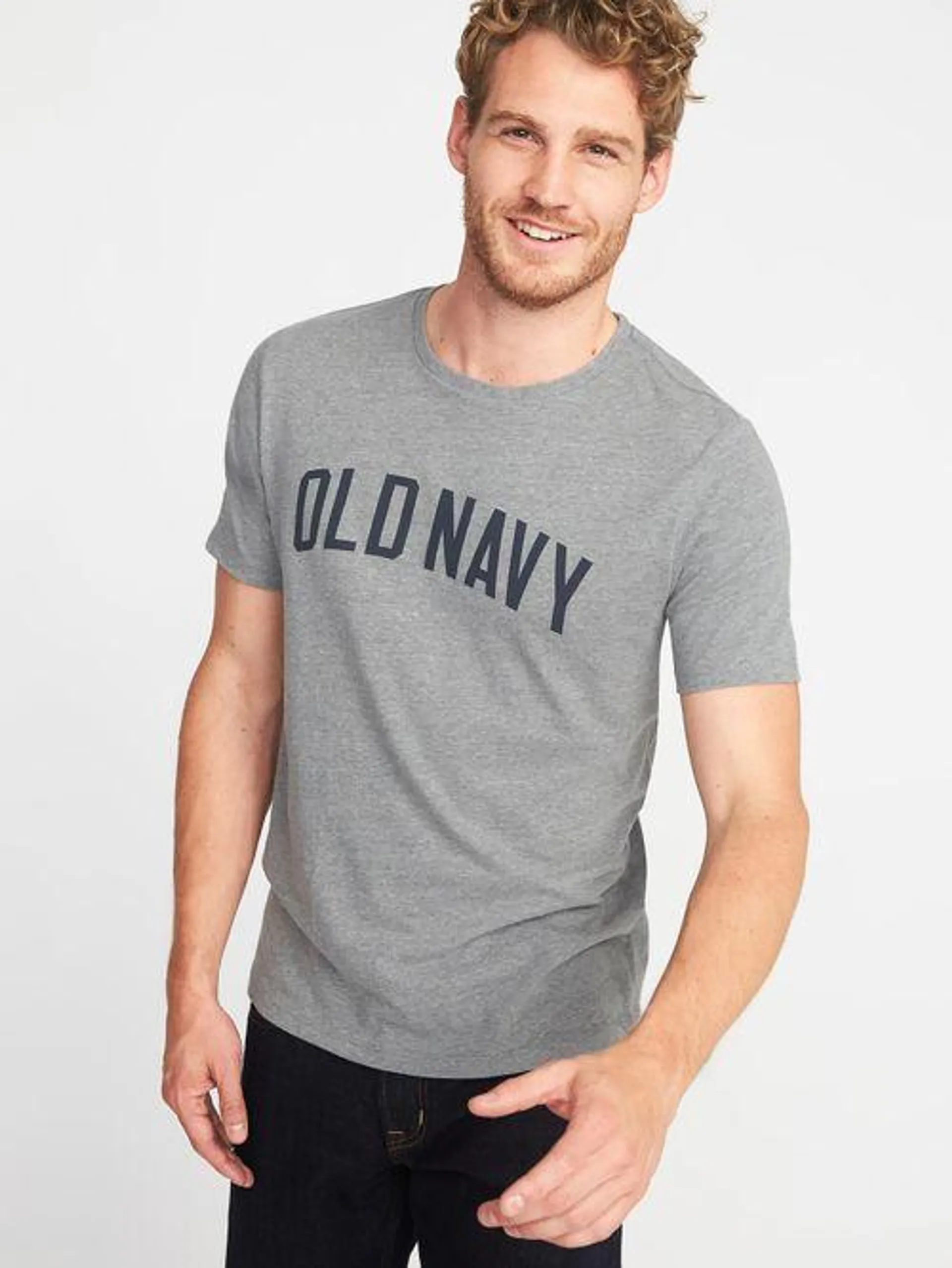 Playera de cuello redondo con logotipos Old Navy